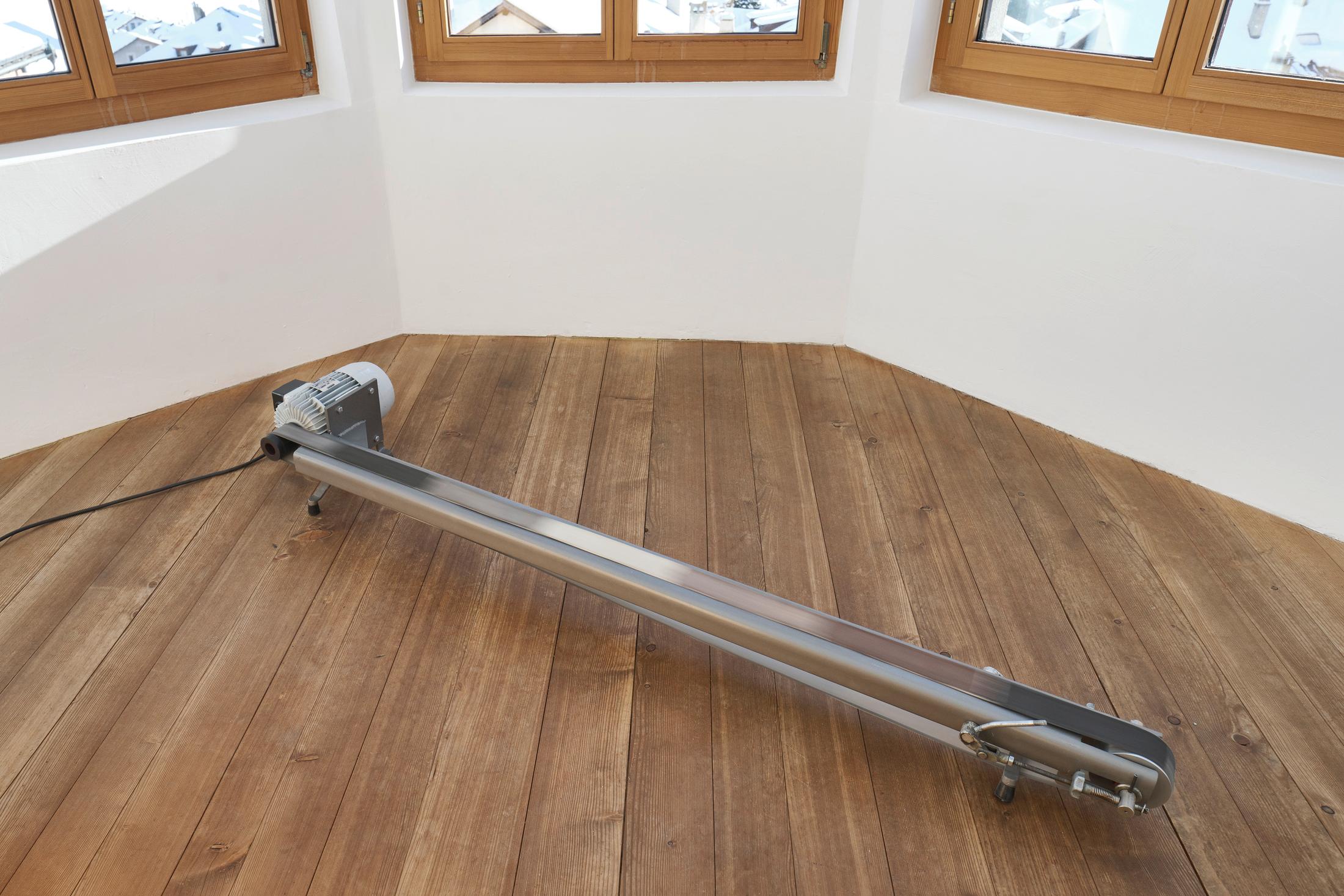 Installation View Julian Charrière Soloshow «Ever Since We Crawled Out / view on An Invitaton to Disappear, 2018» at Galerie Tschudi, Zuoz / Photo: Ralph Feiner / Courtesy: the artist and Galerie Tschudi, Zuoz