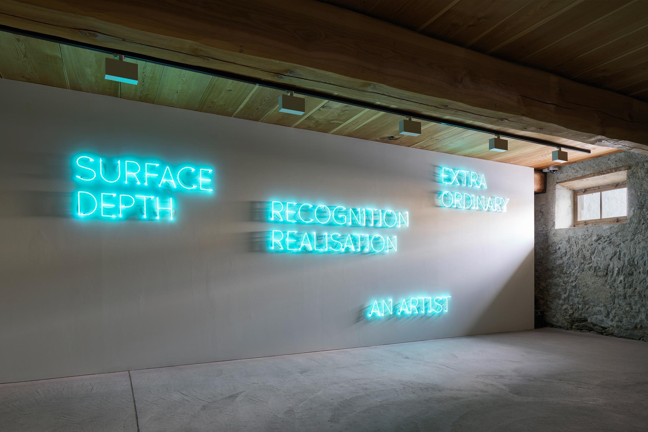 Installation View Julian Charrière Soloshow «Ever Since We Crawled Out / view on An Invitaton to Disappear, 2018» at Galerie Tschudi, Zuoz / Photo: Ralph Feiner / Courtesy: the artist and Galerie Tschudi, Zuoz