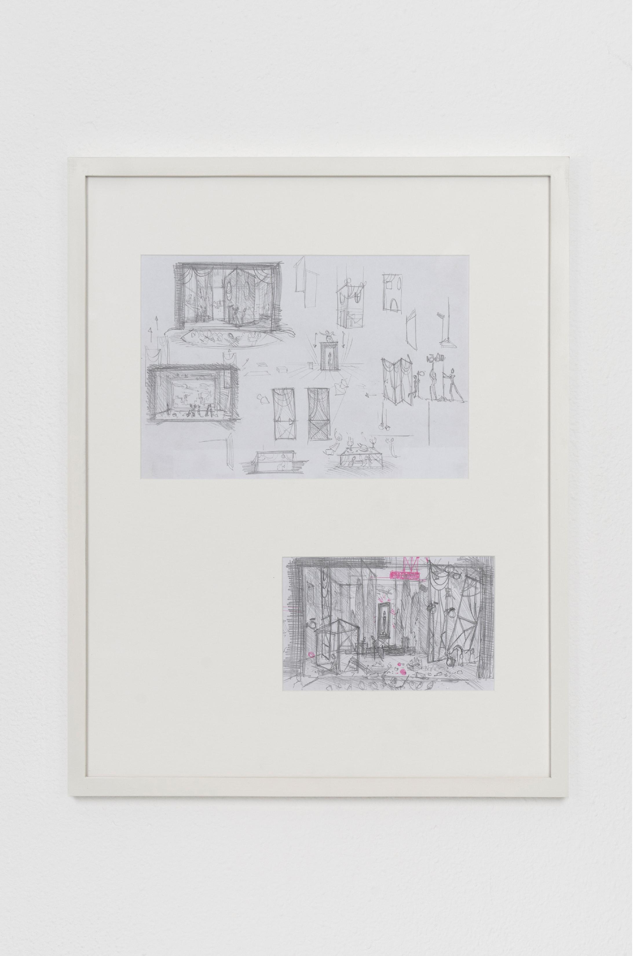 Exhibition View Julian Göthe Solo Show «The Fat Shadow; view on Julian Göthe, Stage Designs for Don Giovanni, 2014» at suns.works, Zurich, 2021 / Photo: Claude Barrault / Courtesy: the artist and suns.works