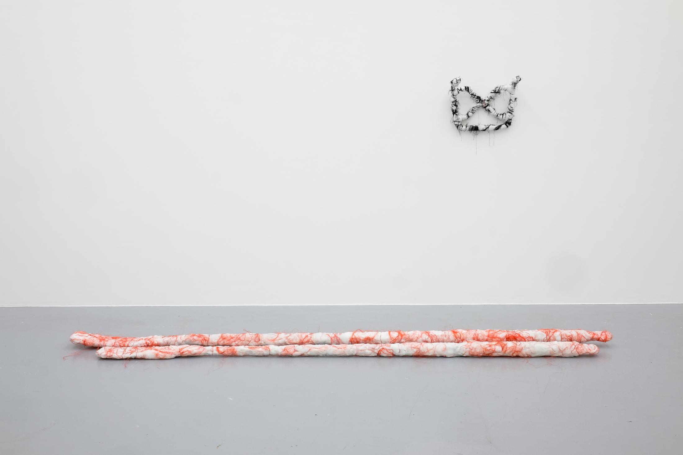 Exhibition View Julien Creuzet Soloshow «Il pleut encore, des minis gouttelettes (…)» at CAN, Neuchâtel, 2019 / Photo: Sebastian Verdon / Courtesy: the artist and CAN