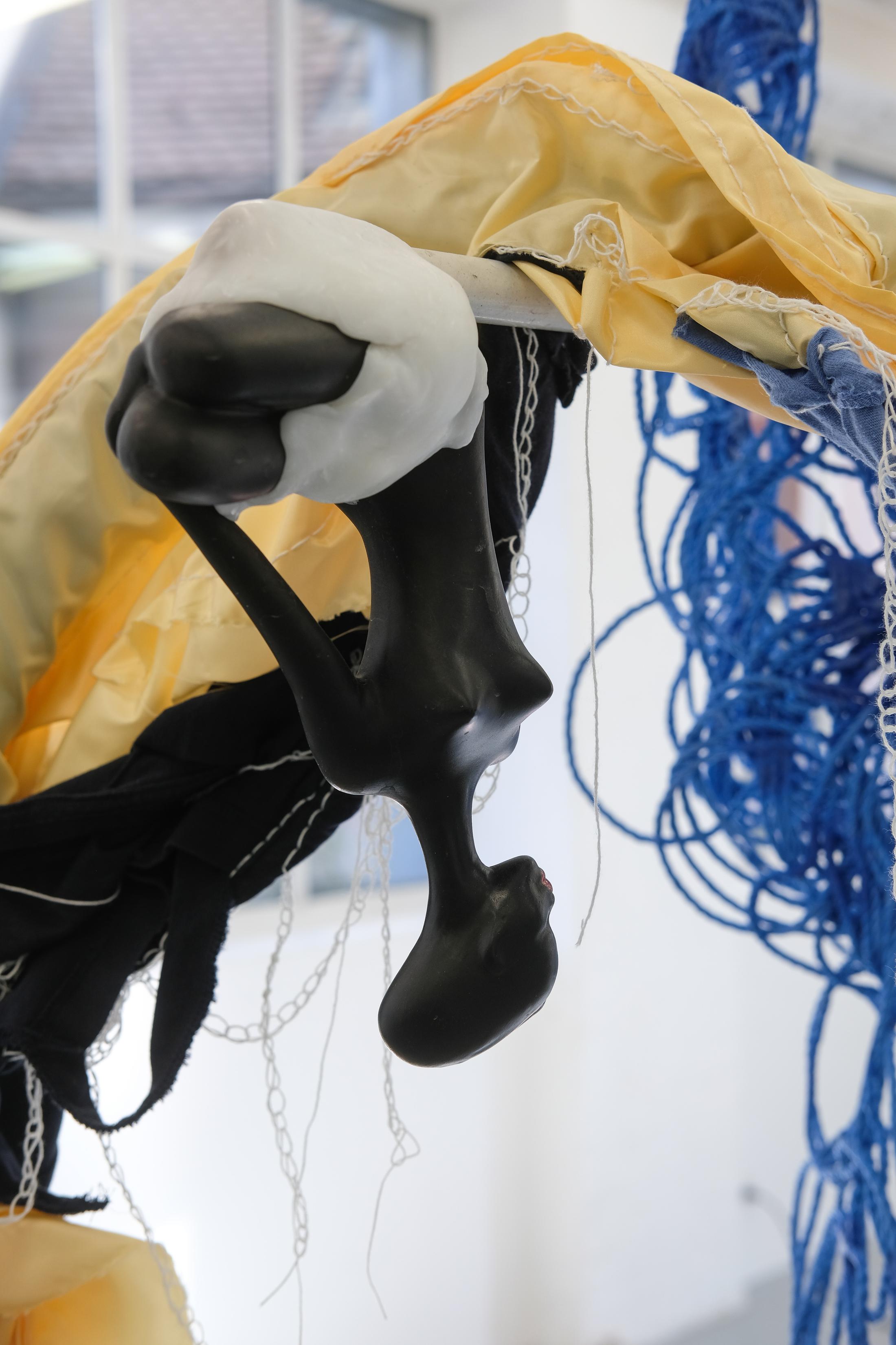 Exhibition View Julien Creuzet Soloshow «Il pleut encore, des minis gouttelettes (…)» at CAN, Neuchâtel, 2019 / Photo: Sebastian Verdon / Courtesy: the artist and CAN