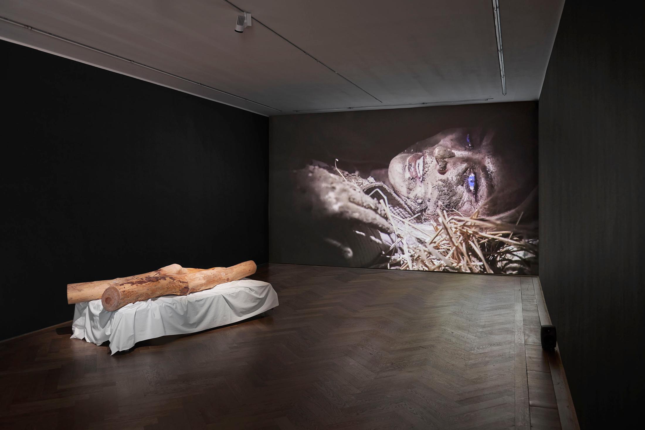 Exhibition View Kaari Upson Soloshow «Go Back the Way You Came; view on Urmutter, 2018–2019, and Night Splitter, 2019» at Kunsthalle Basel, Basel, 2019 / Photo: Philipp Hänger / Courtesy: the artist and Kunsthalle Basel