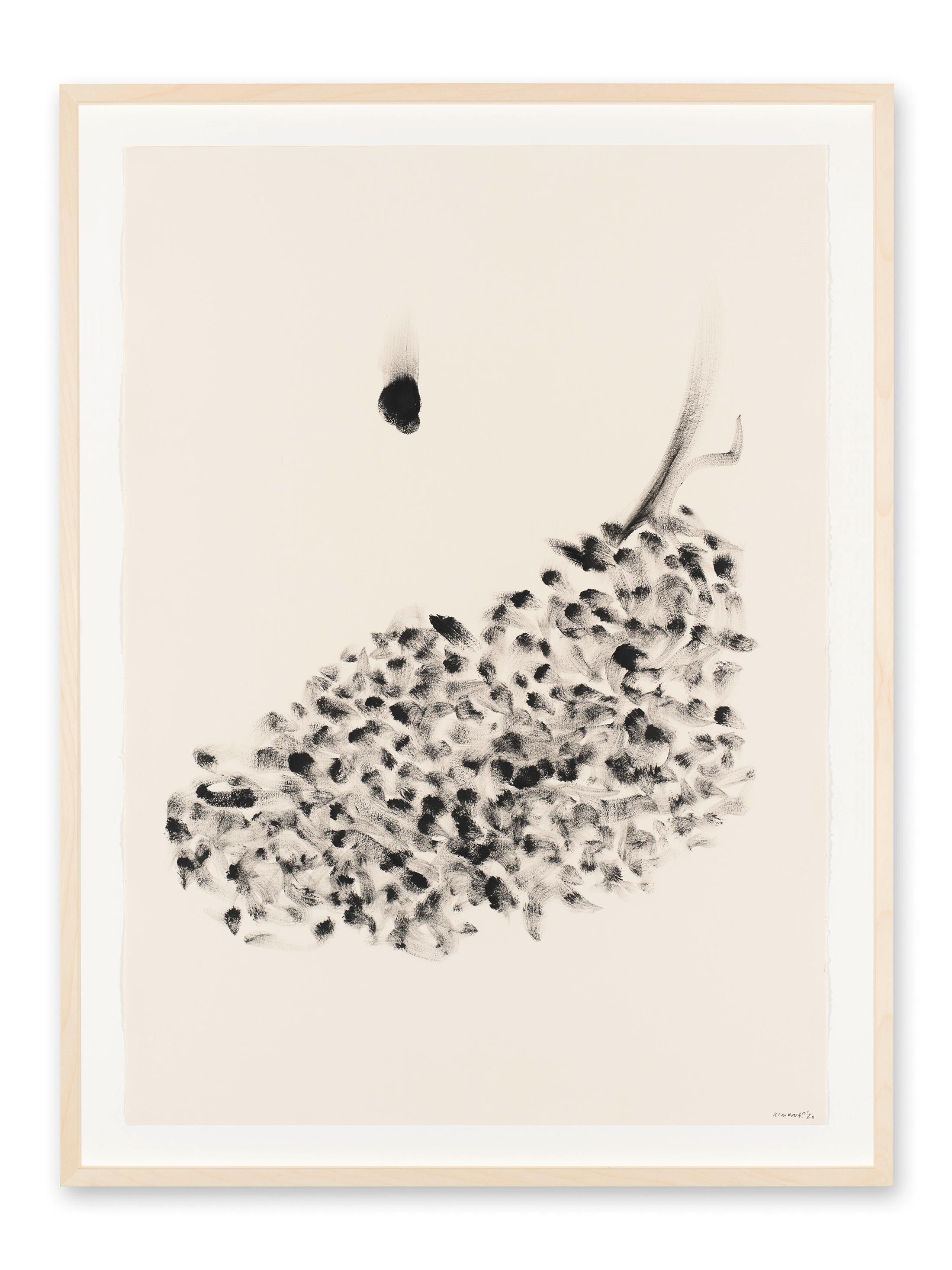 Exhibition View Kemang Wa Lehulere Solo Show «Where Did the Sky Go?; view on Kemang Wa Lehulere, The Sky Sleeps in Your Eye 10, ink on paper, 112 x 83 x 3.5 cm (framed)» at Galerie Tschudi, Zuoz, Engadin, 2020 / Photo: Ralph Feiner / Courtesy: the artist and Galerie Tschudi