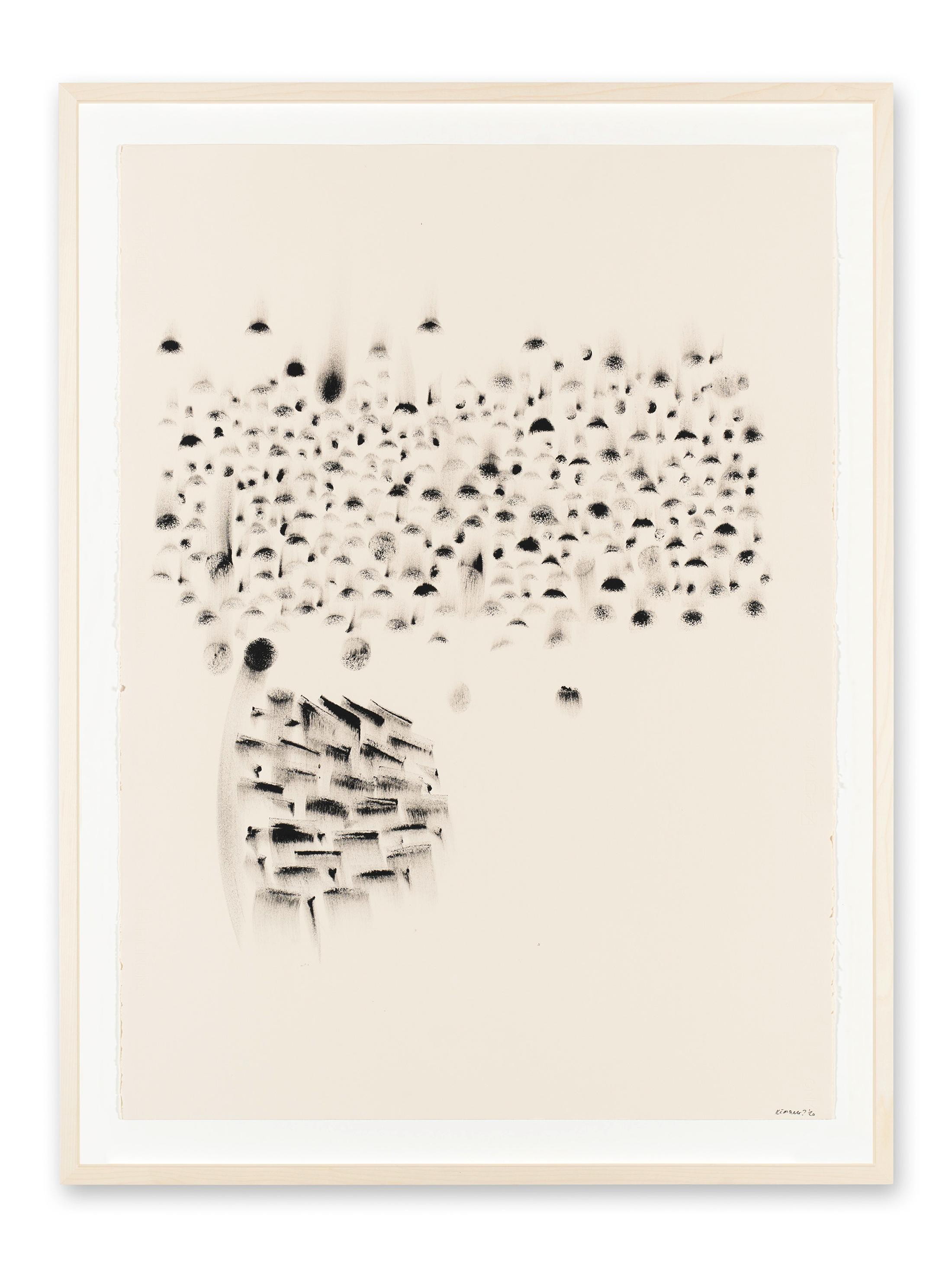 Exhibition View Kemang Wa Lehulere Solo Show «Where Did the Sky Go?; view on Kemang Wa Lehulere, The Sky Sleeps in Your Eye 11, ink on paper, 112 x 83 x 3.5 cm (framed)» at Galerie Tschudi, Zuoz, Engadin, 2020 / Photo: Ralph Feiner / Courtesy: the artist and Galerie Tschudi