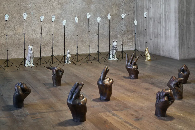 Exhibition View Kemang Wa Lehulere Solo Show «Where Did the Sky Go?; view on Kemang Wa Lehulere, Where Did the Sky Go?, 2020, (detail)» at Galerie Tschudi, Zuoz, Engadin, 2020 / Photo: Ralph Feiner / Courtesy: the artist and Galerie Tschudi