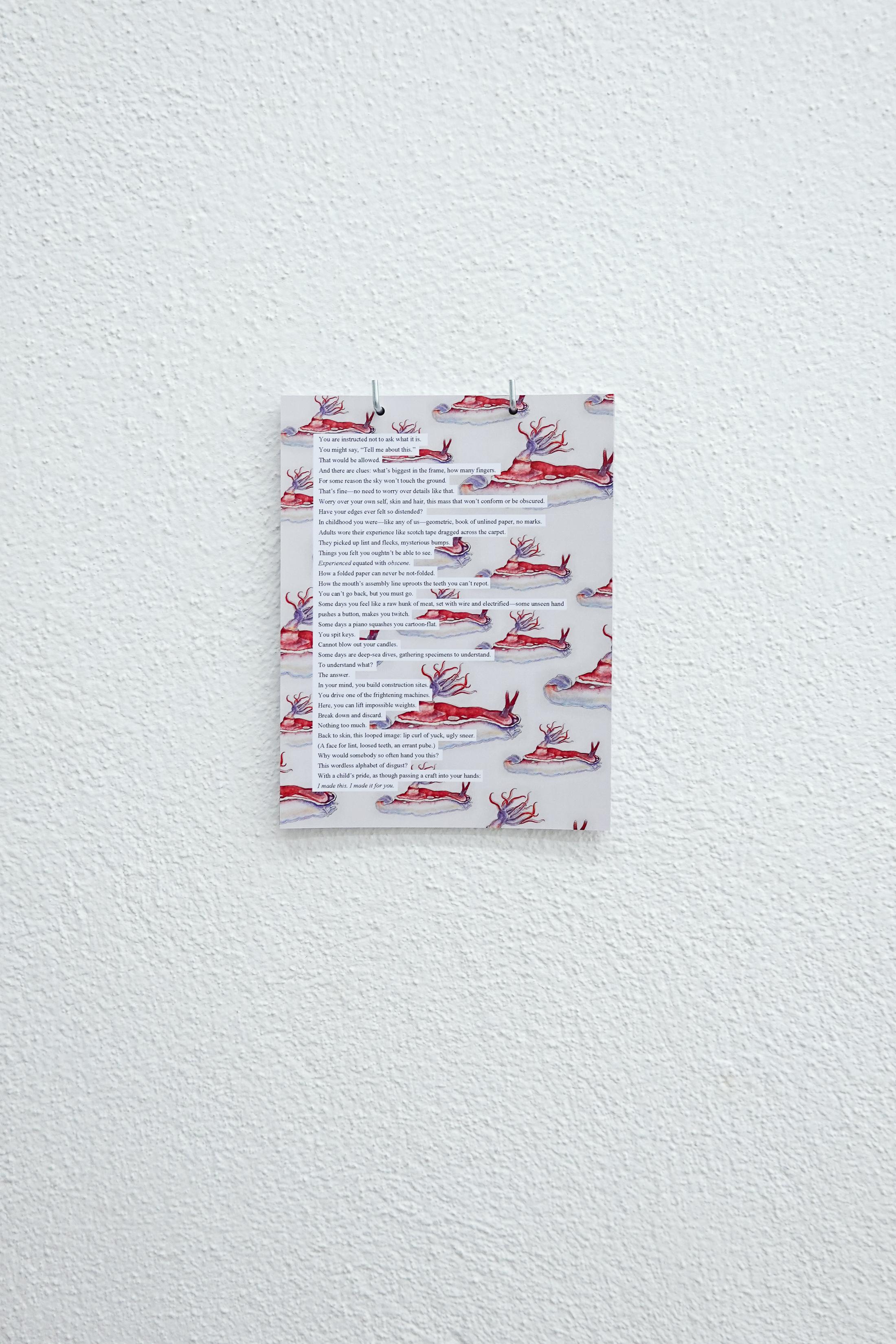 Exhibition View Group Show «Singalong; view on Sarah Lyn Rogers, Untitled, exhibition text, 2023» at Sgomento, Zurich, 2023 / Photo: SZ / Courtesy: the artist and Sgomento