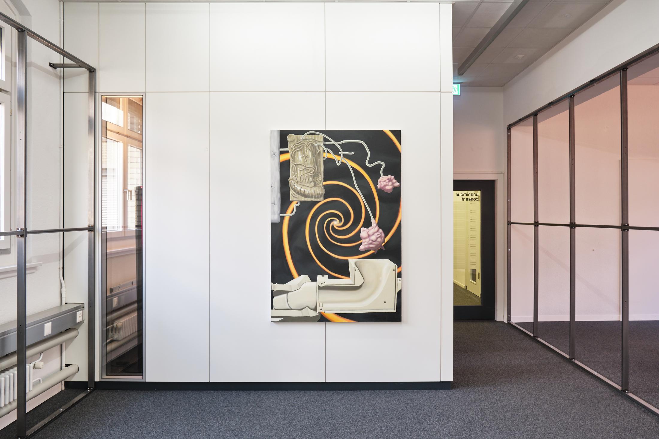 Exhibition View Kevin Aeschbacher Solo Show «Schleife» at unanimous consent, Zurich, 2022 / Photo: Philip Ullrich / Courtesy: the artist and unanimous consent