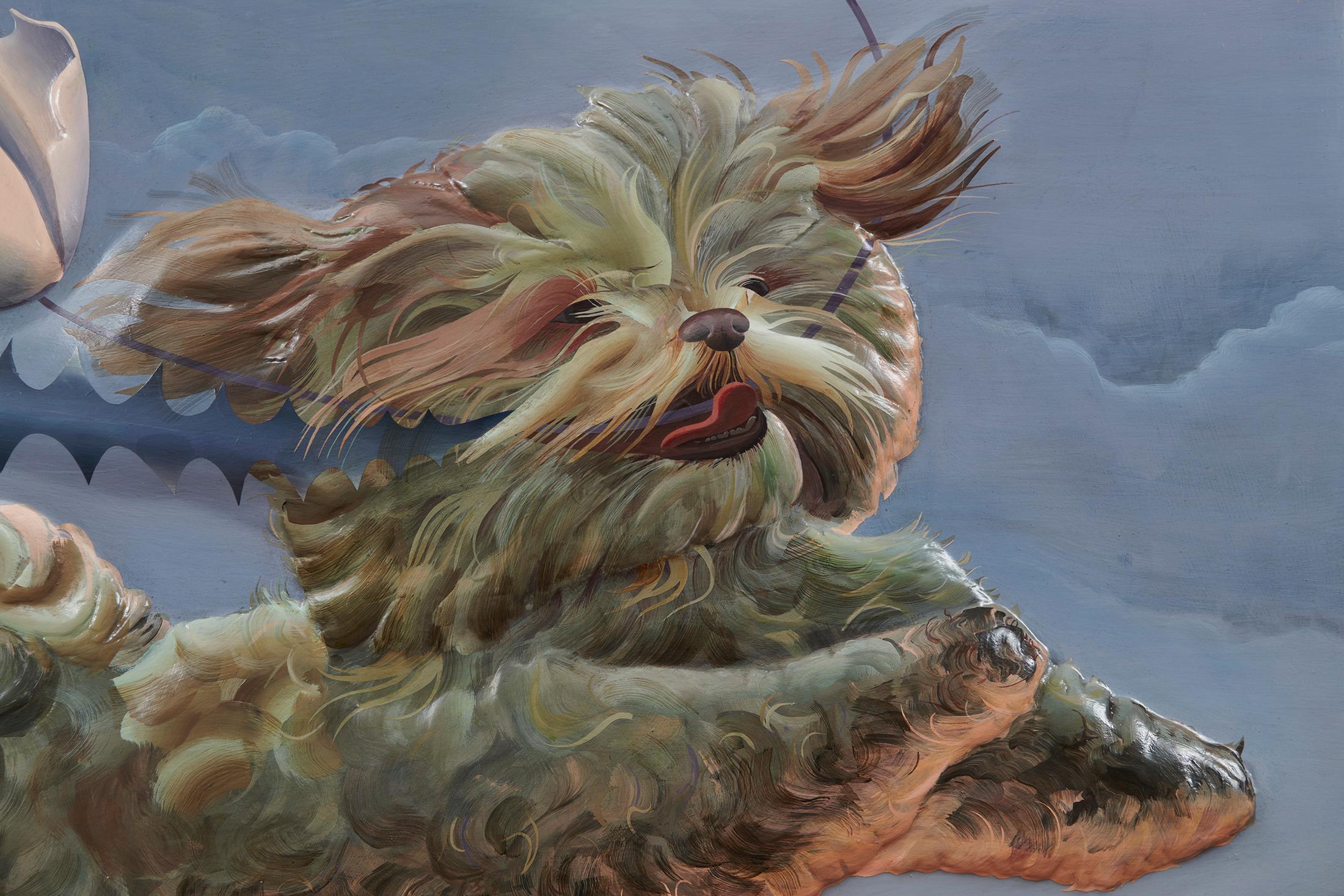 Exhibition View Kyle Dunn Solo Show «The Fool; view on Kyle Dunn, Hope, 2021, Acrylic on foam and resin panel, 121.9 x 114.3 cm» at Galerie Maria Bernheim, Zurich, 2021 / Photo: Kyle Knodell / Courtesy: the artist and Galerie Maria Bernheim