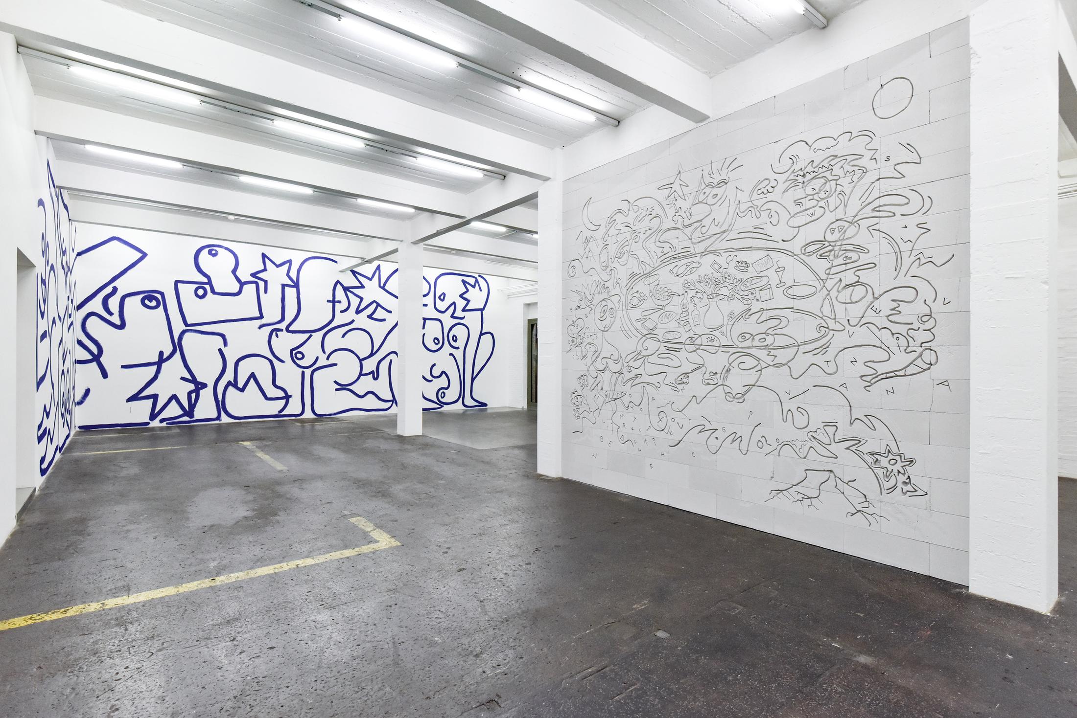 Exhibition View Groupshow «La fine ligne; view on Marine Julié, Simon Paccaud» at Kunst Halle Sankt Gallen, St. Gallen, 2020 / Photo: Kunst Halle Sankt Gallen, Sebastian Schaub