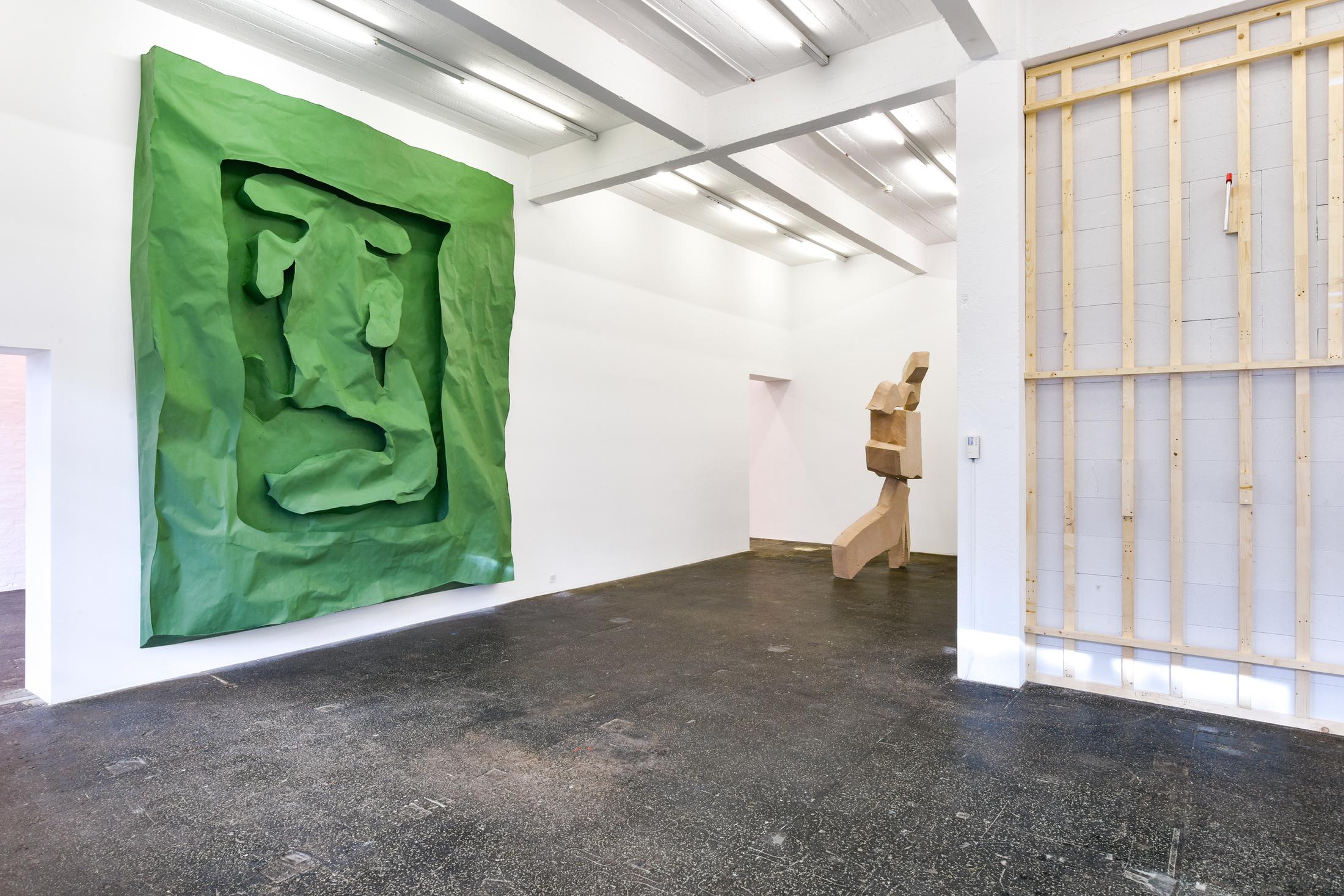 Exhibition View Groupshow «La fine ligne; view on Simone Holliger, Linus Bill and Adrien Horni, Simon Paccaud» at Kunst Halle Sankt Gallen, St. Gallen, 2020 / Photo: Kunst Halle Sankt Gallen, Sebastian Schaub