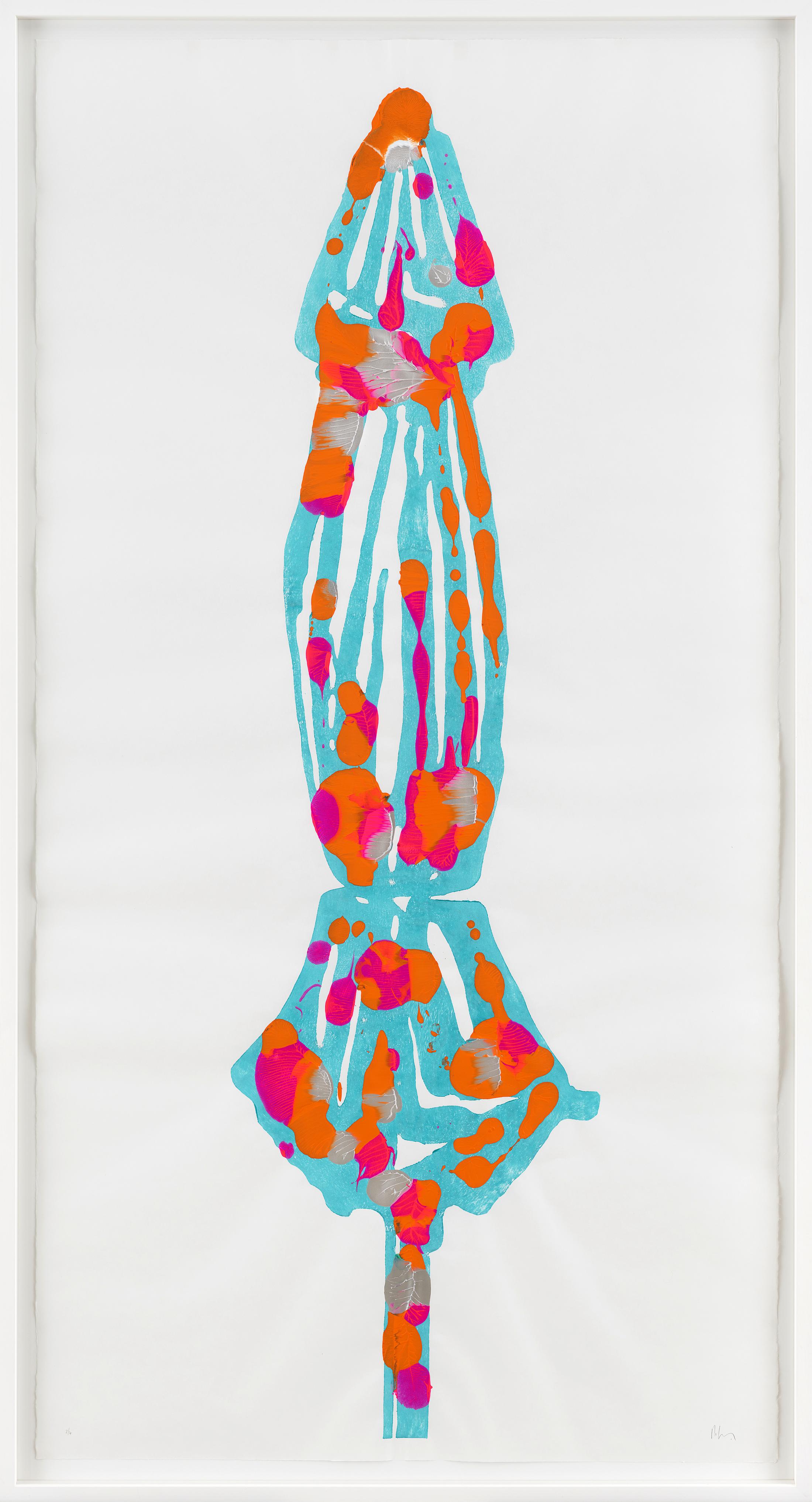 Exhibition View Groupshow «La metamorphose de l'art imprime; view on Louisa Gagliardi, Pique-nique Sauvage 1, 2019 (edition of 22 unique ones)» at VFO, Zurich, 2019 / Photo: Bernhard Strauss / Courtesy: the artist and VFO, Zurich