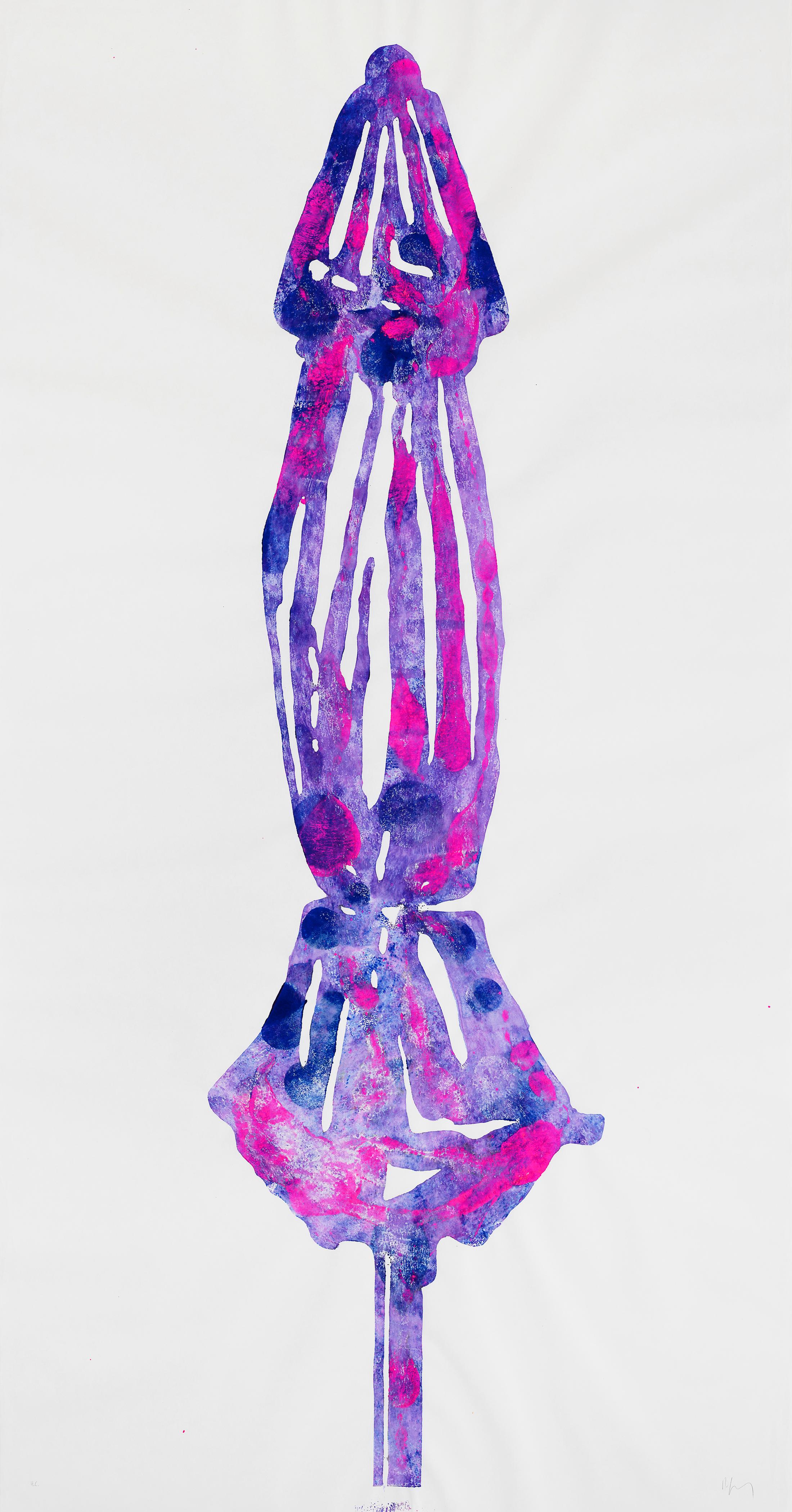 Exhibition View Groupshow «La metamorphose de l'art imprime; view on Louisa Gagliardi, Pique-nique Sauvage 1, 2019 (edition of 22 unique ones)» at VFO, Zurich, 2019 / Photo: Bernhard Strauss / Courtesy: the artist and VFO, Zurich