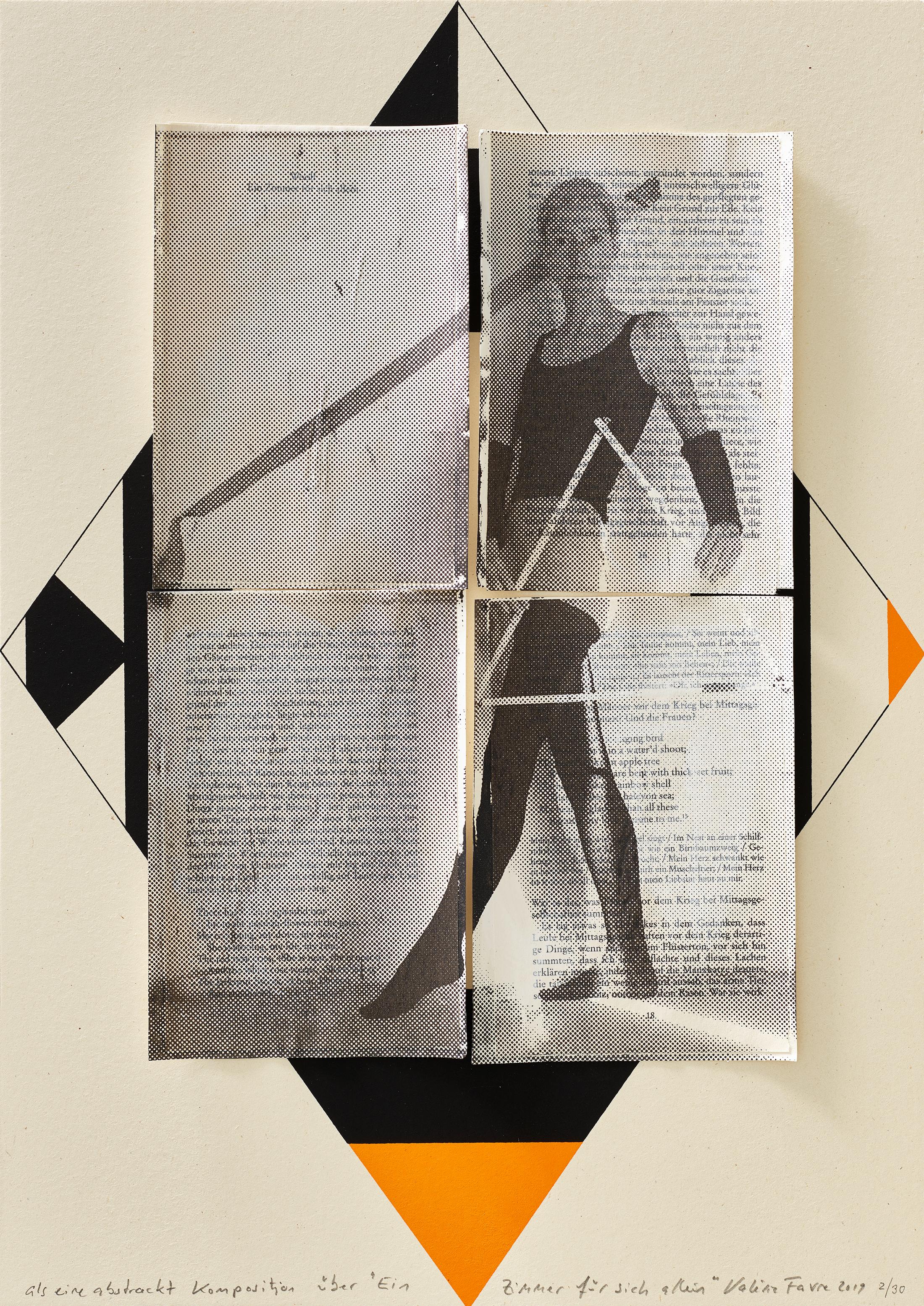 Exhibition View Groupshow «La metamorphose de l'art imprime; view on Louisa Gagliardi, Pique-nique Sauvage 1, 2019 (edition of 22 unique ones)» at VFO, Zurich, 2019 / Photo: Bernhard Strauss / Courtesy: the artist and VFO, Zurich