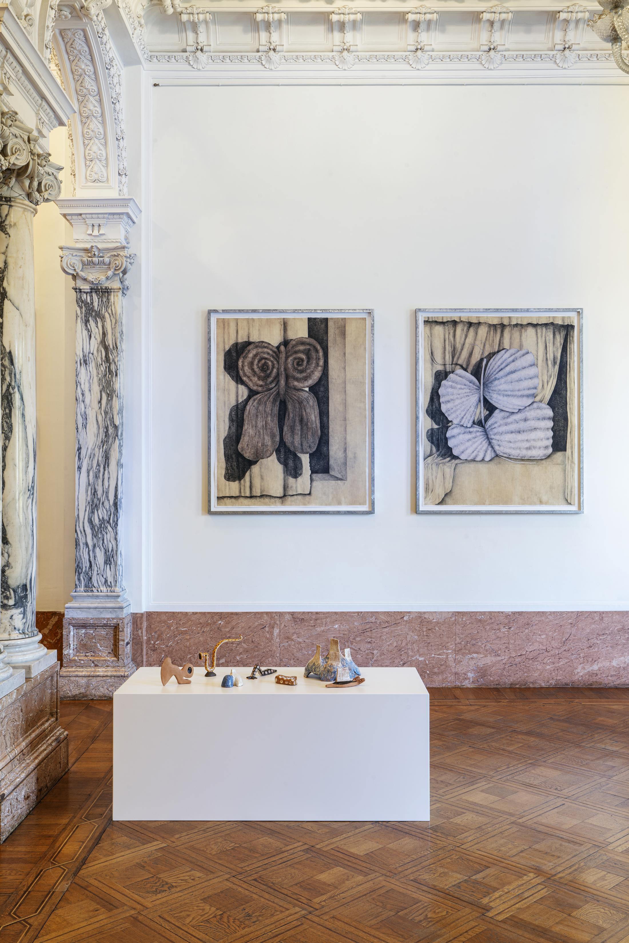 Exhibition View Group Show «L'arcobaleno riposa sulla strada» at Istituto Svizzero, Rome, 2022-2023 / Photo: OKNOstudio, Ela Bialkowska / Courtesy: the artists and Istituto Svizzero