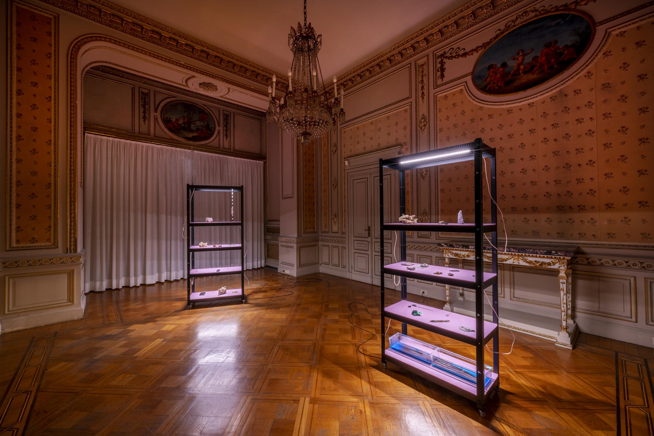 Exhibition View Group Show «L'arcobaleno riposa sulla strada; view on Hunter Longe, Deceivers, 2015-22, Selection of various sculptures» at Istituto Svizzero, Rome, 2022-2023 / Photo: OKNOstudio, Ela Bialkowska / Courtesy: the artist and Istituto Svizzero