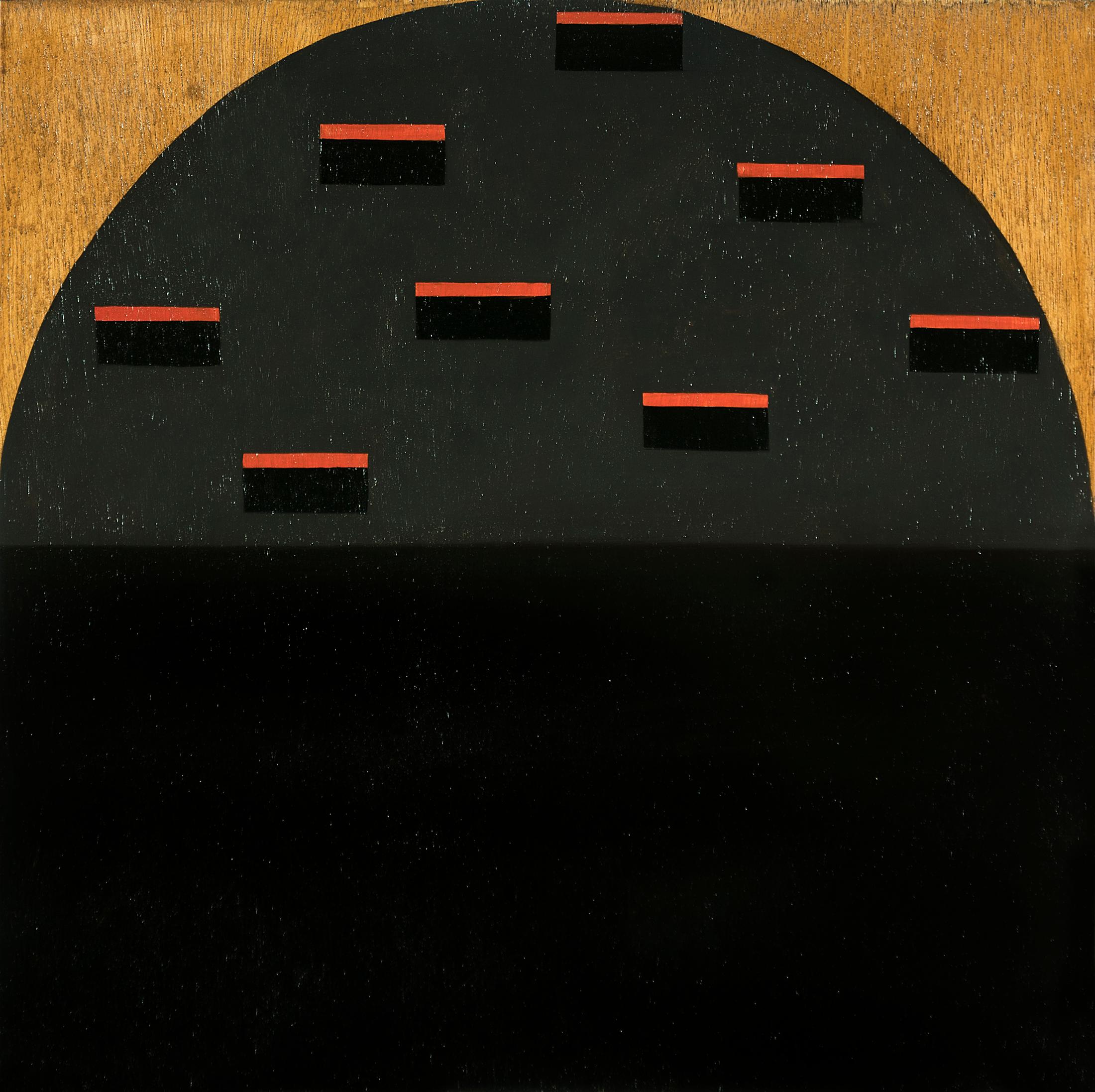 Exhibition View Laura Carralero Solo Show «New Paintings; view on Laura Carralero, Open table, 2021, oil on plywood, 30 x 30 cm» at Mai 36 Galerie, Zurich, 2021 / Courtesy: the artist and Mai 36 Galerie