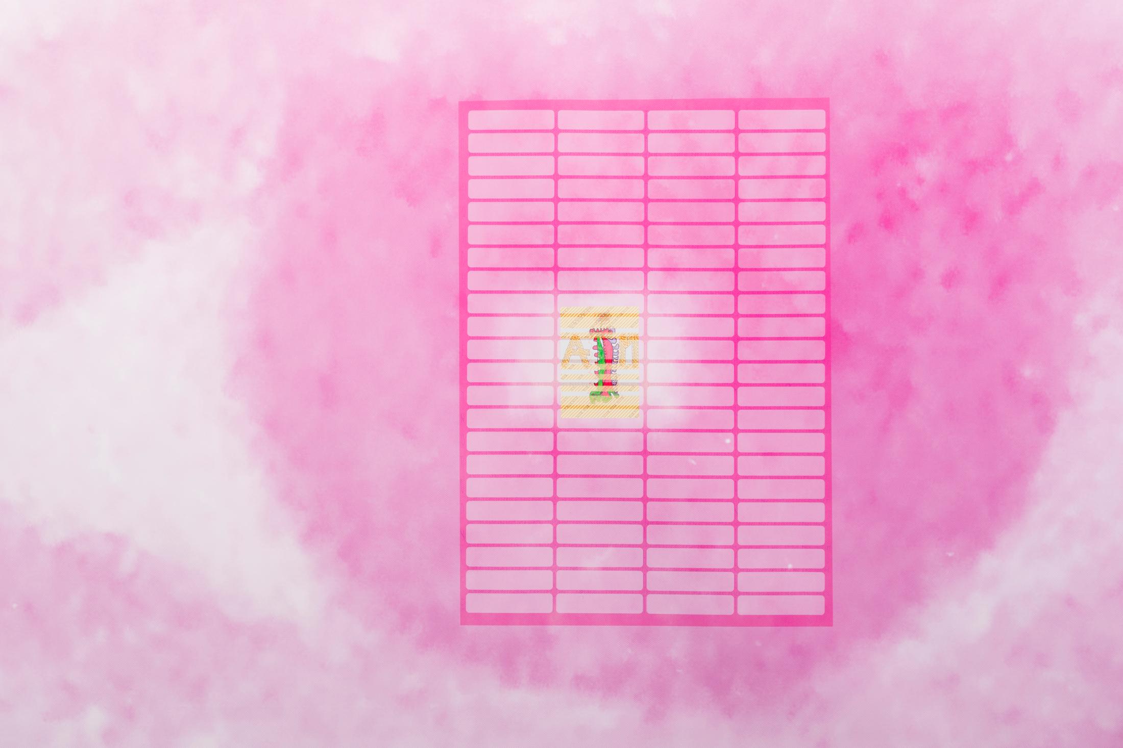 Exhibition View Linda Semadeni Solo Show «View on Linda Semadeni, Endless Love (Pink), 2023, Digitalprint auf PVC, 220 x 615 cm» at Bündner Kunstmuseum, Chur, 2023 / Photo: Björn Allemann / Courtesy: the artist and Bündner Kunstmuseum Chur