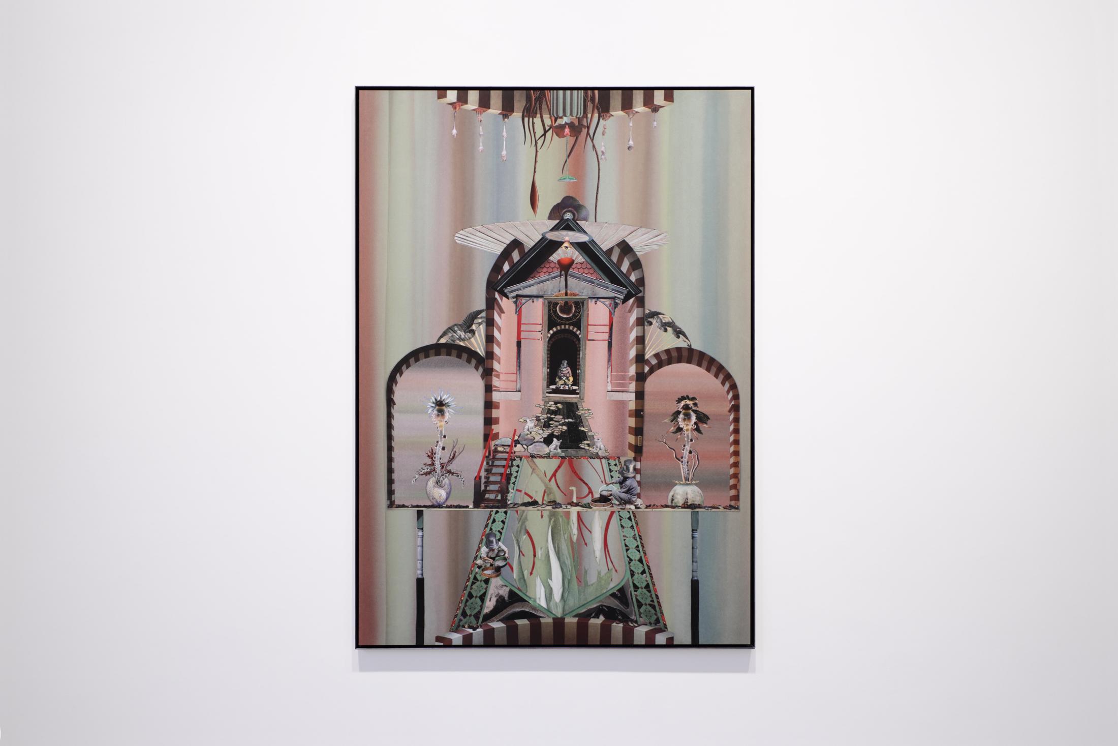 Exhibition View Linda Voorwinde Solo Show «Crack in the Dam; view on Linda Voorwinde, Floods of Relief nr. 8, ink on paper on aluminium in steel frame, 123.4 x 88.0 x 2 cm, 2021» at Windhager von Kaenel, Zurich, 2022 / Courtesy: the artist and Windhager von Kaenel