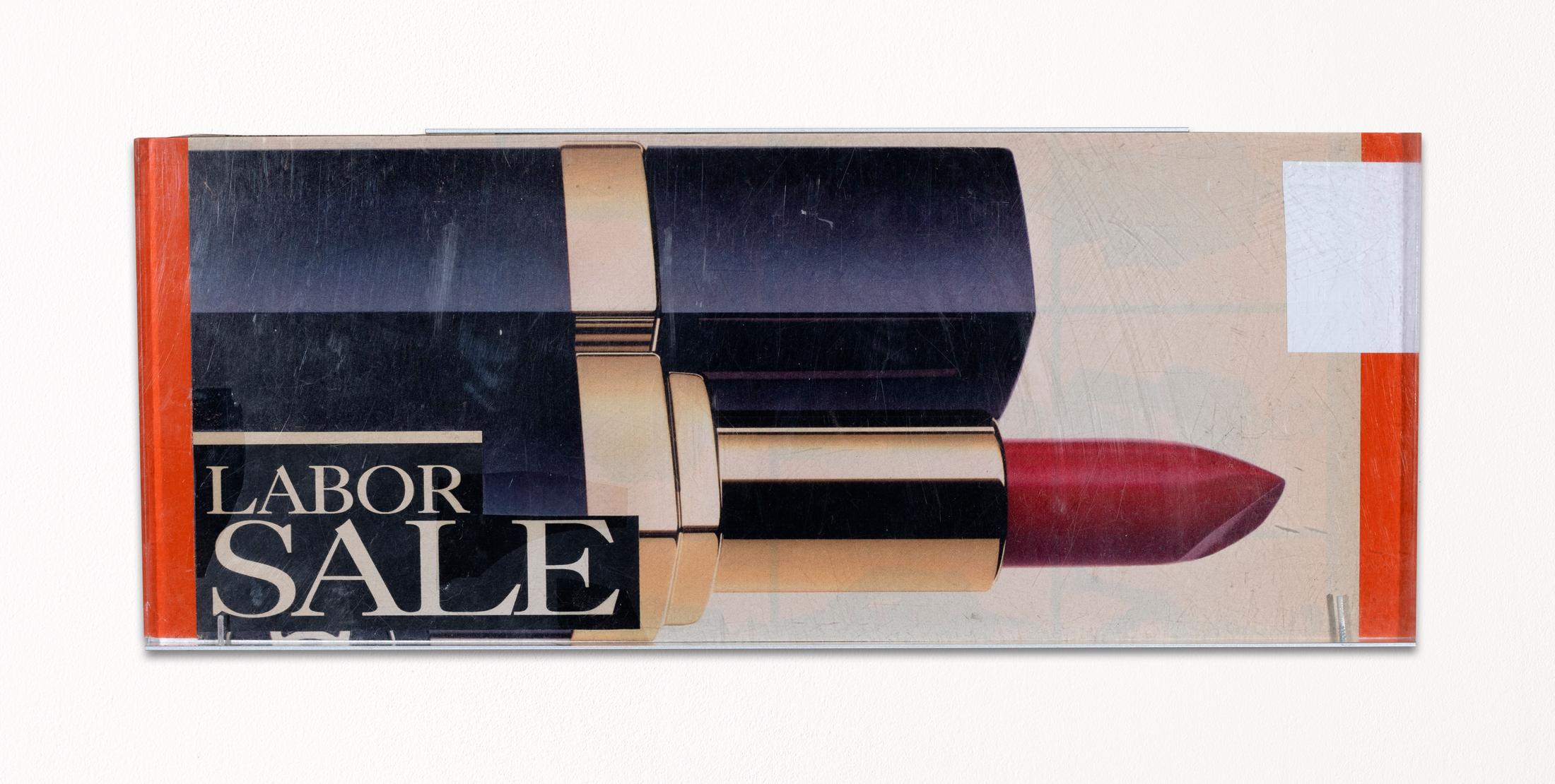 Exhibition View Lorenza Longhi Solo Show «Treat Yourself to a Break; view on Lorenza Longhi, Raving Beauty, 2021, cardboard, plexiglass, duct tape, aluminum, rivets, 13.5 × 33.5 × 1 cm» at Weiss Falk, Basel, 2021 / Photo: Flavio Karrer / Courtesy: the artist and Weiss Falk