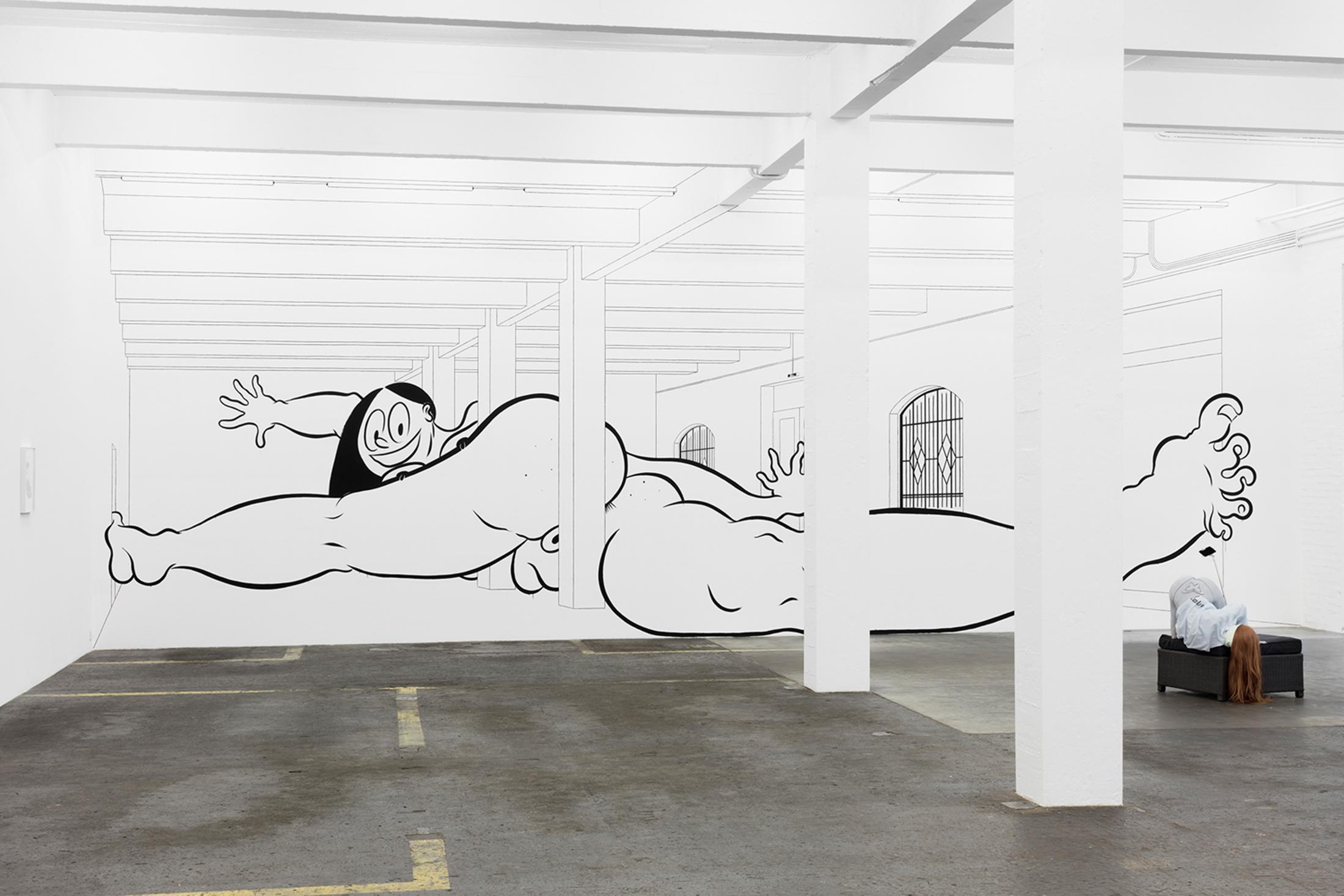 Ebecho Muslimova “Fatebe Big Foot, 2018 “, Courtesy: the artist / Anna Uddenberg “Journey of Self Discovery, 2016“, Courtesy: the artist and Kraupa-Tuskany Zeidler, Berlin / Photo: Kunst Halle Sankt Gallen, Gunnar Meier