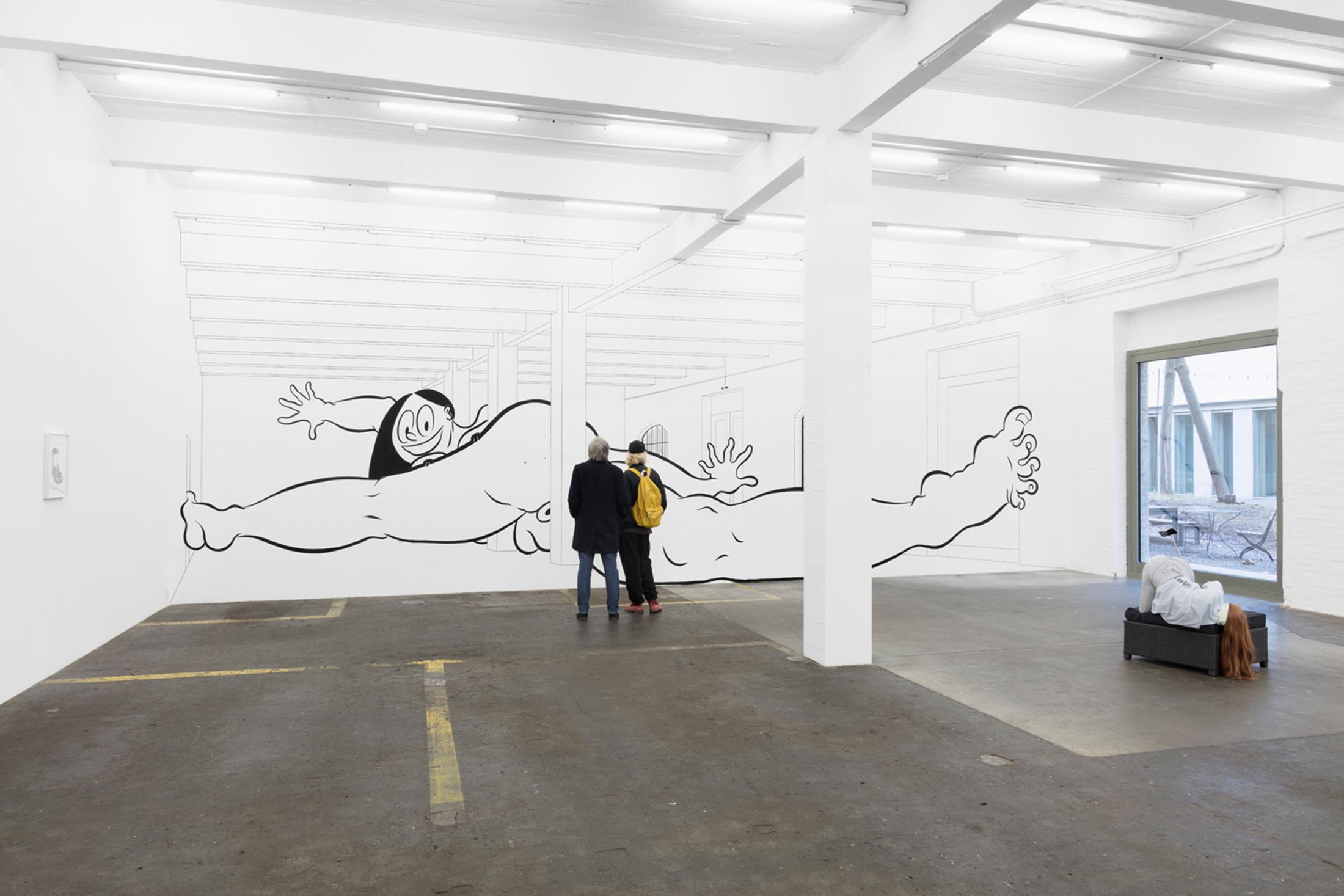 Ebecho Muslimova “Fatebe Big Foot, 2018 “, Courtesy: the artist / Anna Uddenberg “Journey of Self Discovery, 2016“, Courtesy: the artist and Kraupa-Tuskany Zeidler, Berlin / Photo: Kunst Halle Sankt Gallen, Gunnar Meier