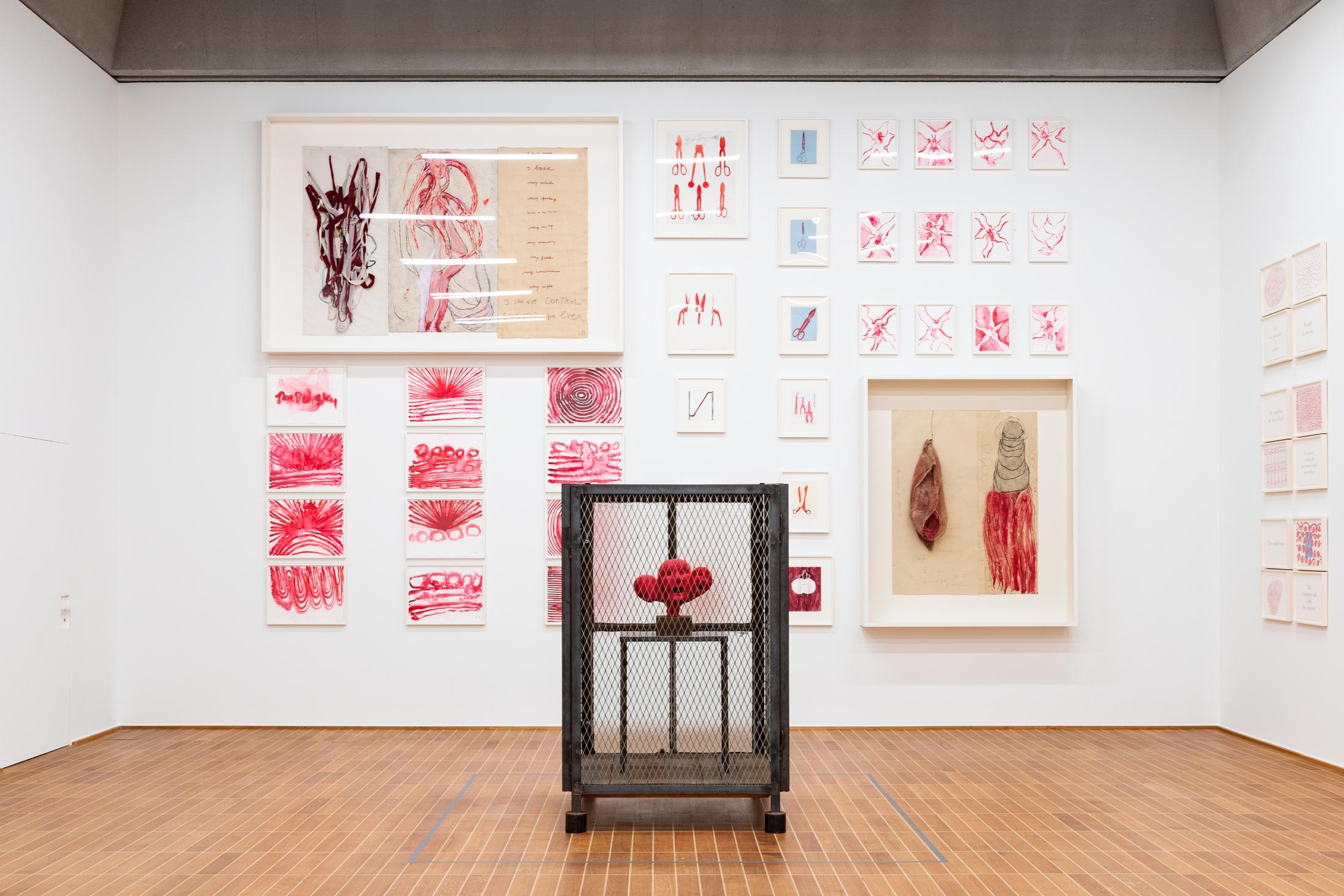Exhibition View Louise Bourgeois x Jenny Holzer Solo Show «The Violence of Handwriting Across a Page» at Kunstmuseum Basel, Basel, 2022 / Photo: Jonas Hänggi / Courtesy: The Easton Foundation and ProLitteris