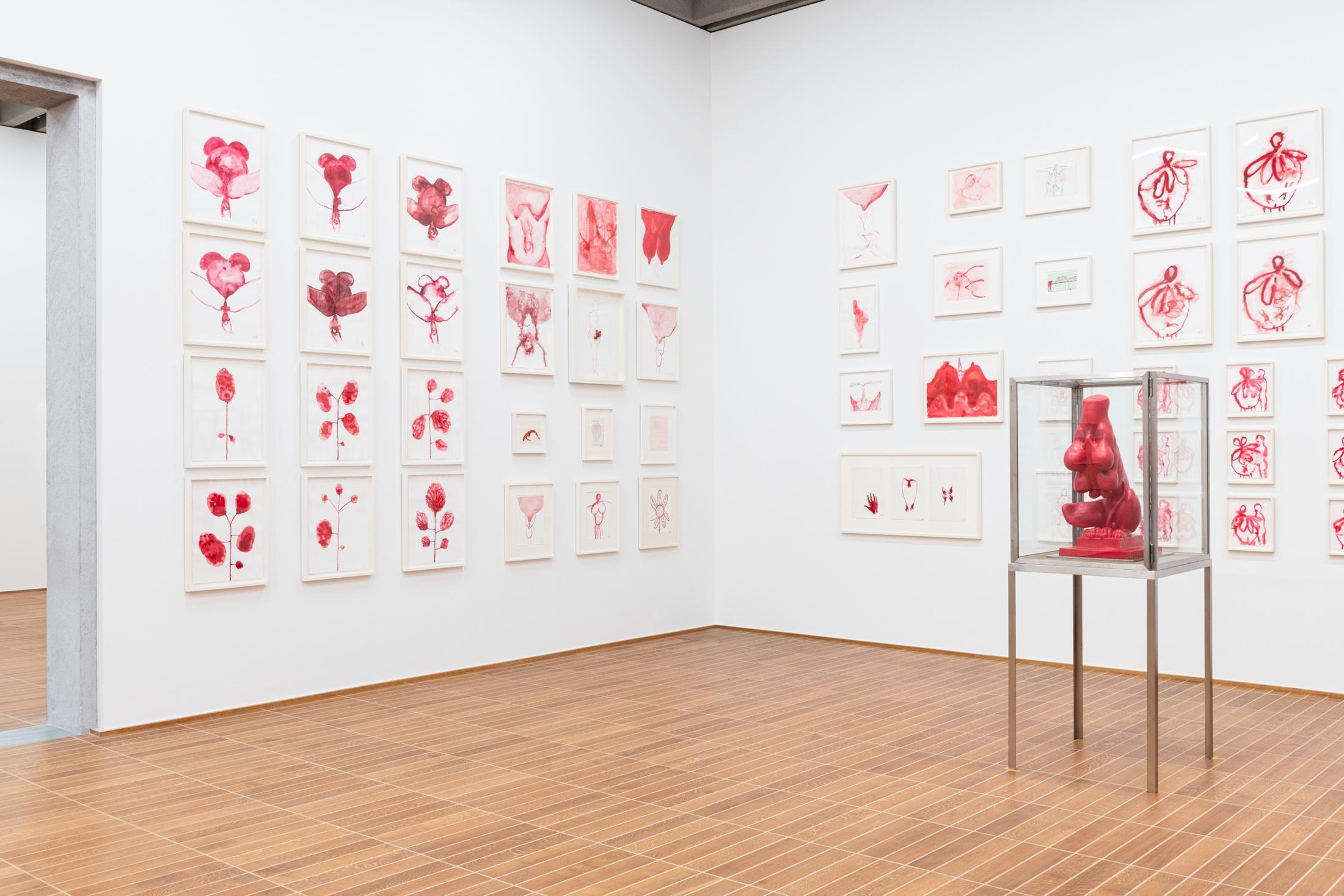 Exhibition View Louise Bourgeois x Jenny Holzer Solo Show «The Violence of Handwriting Across a Page; view on Louise Bourgeois, Nature Study, 1984» at Kunstmuseum Basel, Basel, 2022 / Photo: Jonas Hänggi / Courtesy: The Easton Foundation and ProLitteris