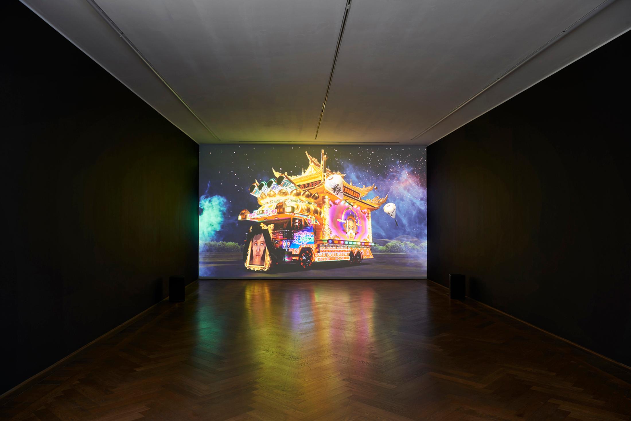 Exhibition View Lu Yang Solo Show «Lu Yang Vibratory Field; view on Lu Yang, LuYang Delusional Mandala, 2015» at Kunsthalle Basel, Basel, 2023 / Photo: Philipp Hänger / Courtesy: the artist and Kunsthalle Basel