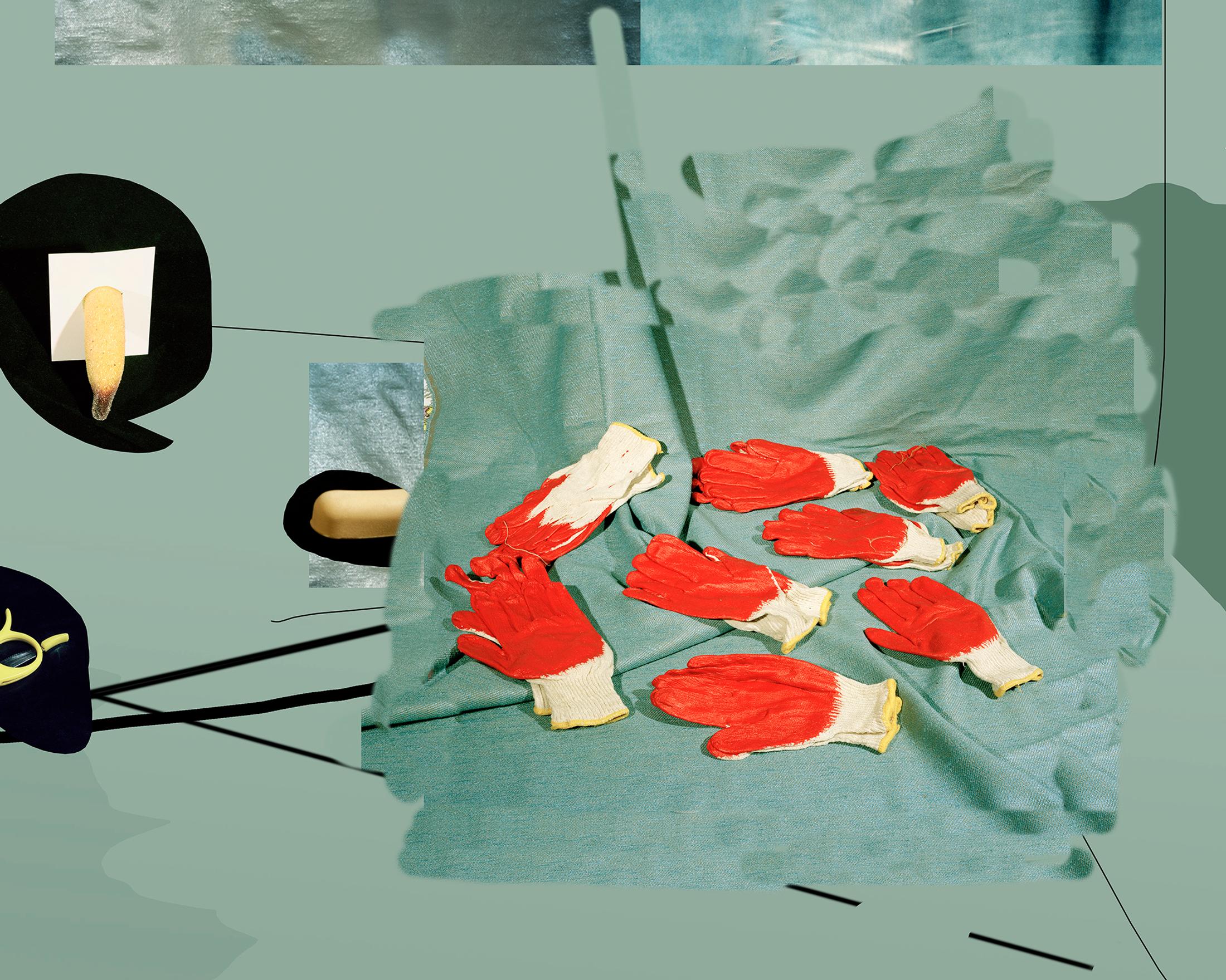 Lucas Blalock "Green Blanket, Red Palms, Yellow Glory 2016-2017" / Courtesy: Galerie Eva Presenhuber, Zurich / New York