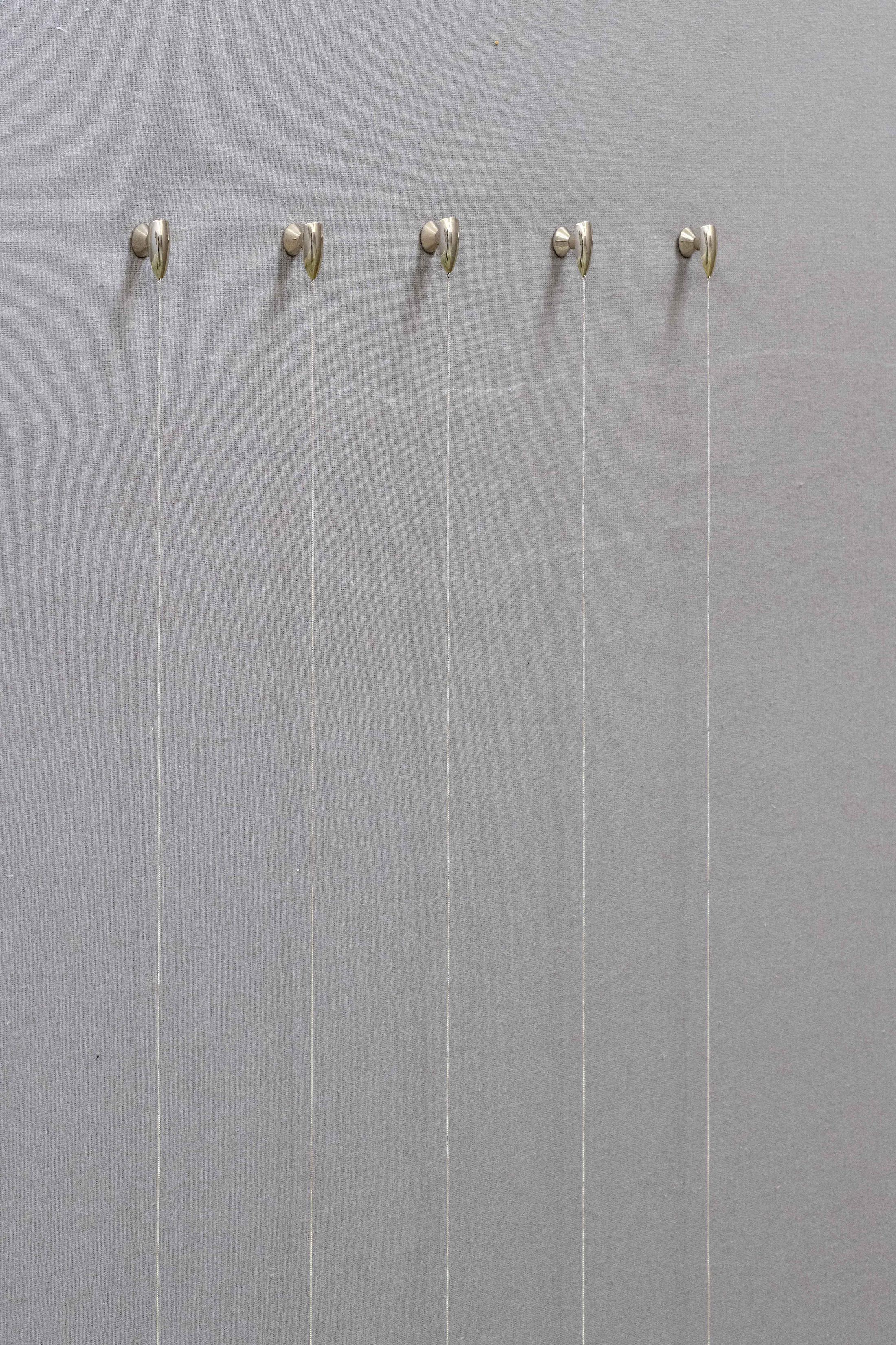 Exhibition View Manon Wertenbroek Solo Show «S(k)ins; view on Manon Wertenbroek, Claw, 2022, Silver 925, gemstones, 127 x 2,5 x 3,5 cm» at Toxi, Zurich, 2022 / Photo: Flavio Karrer / Courtesy: the artist and Toxi, Zurich