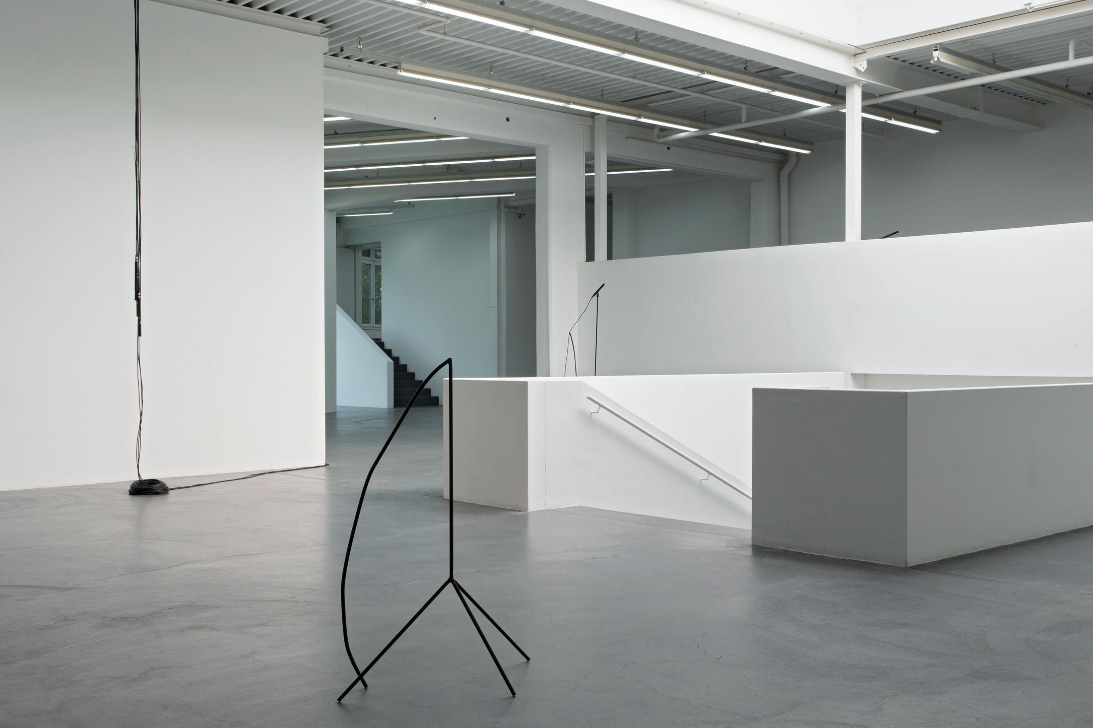 Exhibition View Marina Rosenfeld Solo Show «We'll start a fire; view on Marina Rosenfeld, Fountain, 2021; Receiver #2, 2021; Receiver #3, 2021» at Kunsthaus Baselland, Muttenz, 2021 / Photo: Gina Folly Courtesy: the artist and Kunsthaus Baselland