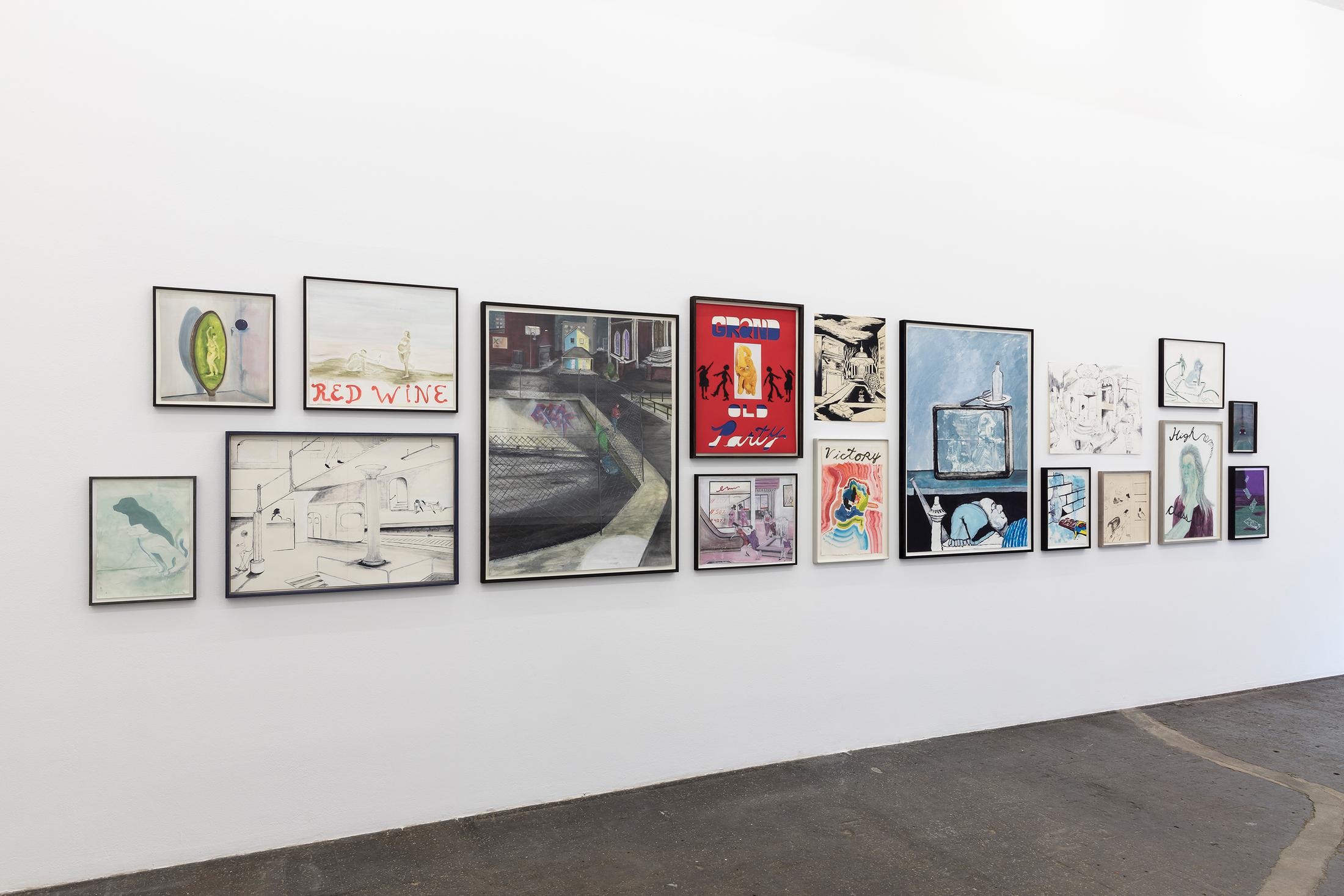 Exhibition View Mark van Yetter Soloshow «False Friends… and Six Bottles» at Kunsthalle Sankt Gallen, St. Gallen, 2019 / Photo: Gunnar Meier / Courtesy: the artist; Bridget Donahue, NYC; VI, VII, Oslo and Collection Ellen and Michael Ringier, Switzerland