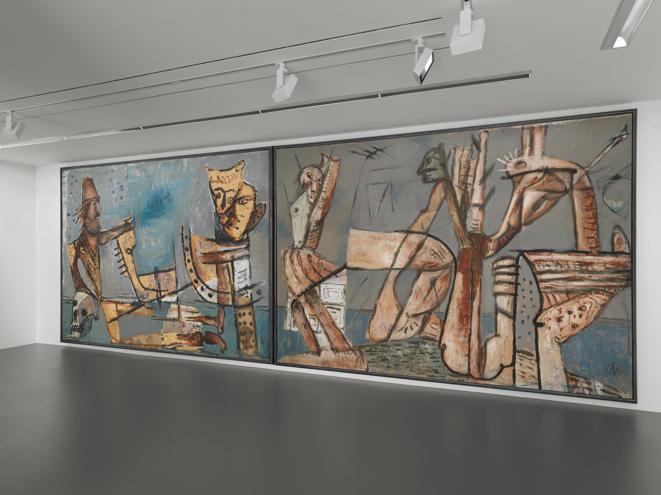 Exhibition View Markus Lüpertz Soloshow (view on Die Vertreibung aus dem Serail, 1987) at Vito Schnabel Gallery, St. Moritz, 2020 / ©️ VG Bild-Kunst Bonn, 2020 / Photo: Stefan Altenburger / Courtesy: the artist and Vito Schnabel Gallery