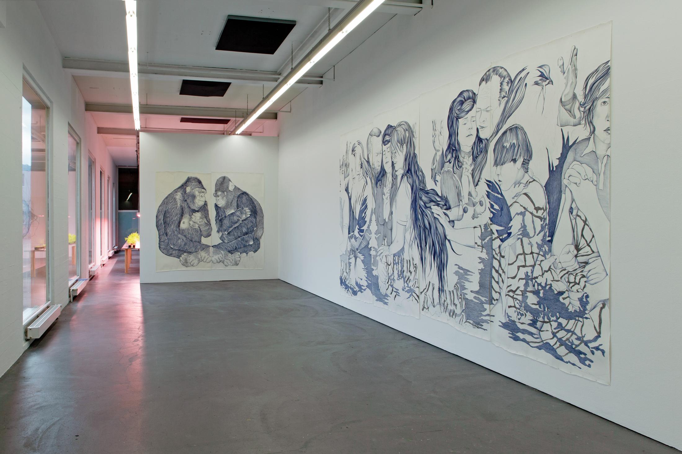 Exhibition View Marlene McCarty Soloshow «Into the Weeds; view on GROUP 10.3 (Sorry.Baby.), 2008 / GROUP 1.3 (Lititz, Pennsylvania.
Sunday, November 13, 2005. 11:25 am), 2007» at Kunsthaus Baselland, Muttenz, 2020 / Photo: Gina Folly / Courtesy: the artist