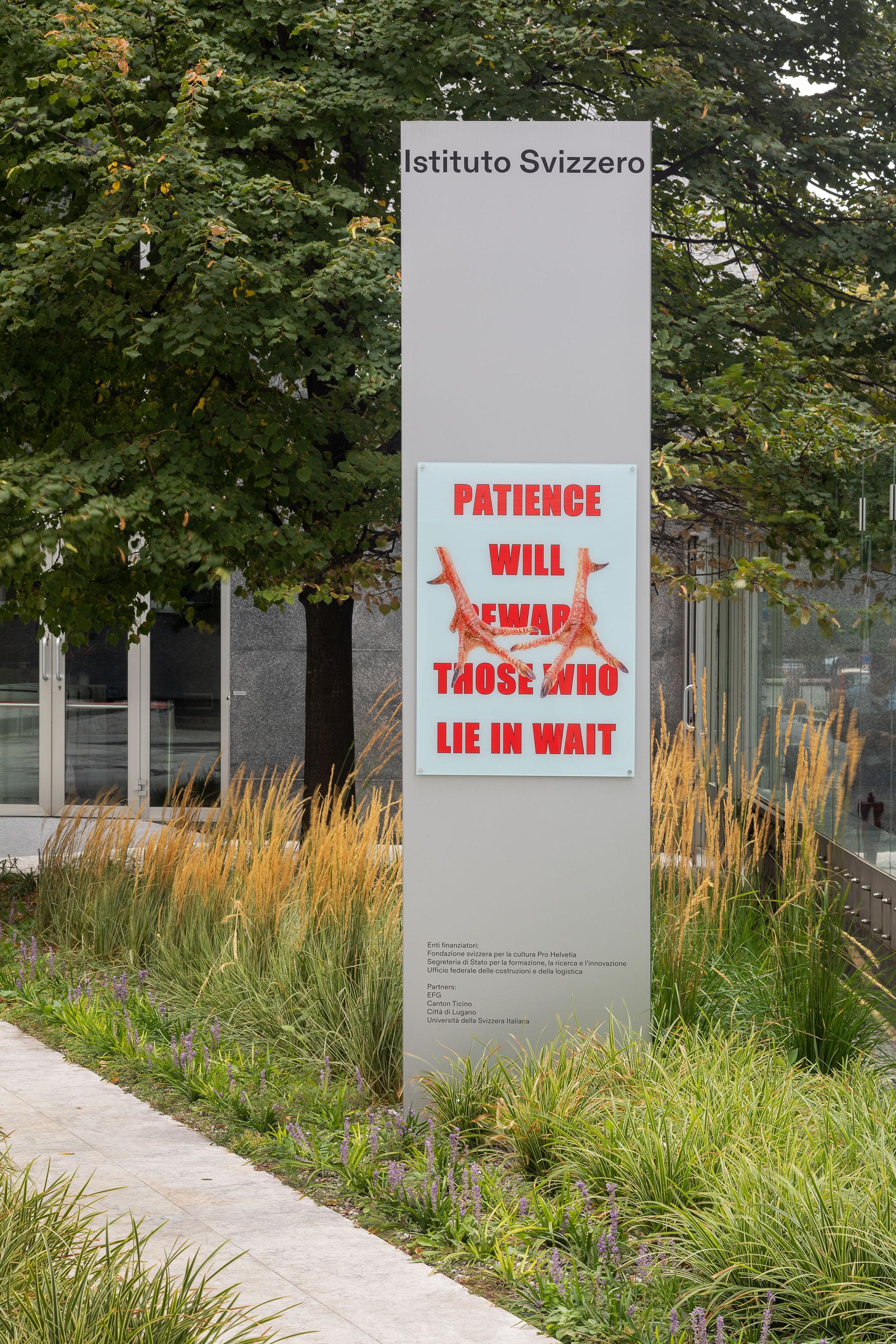 Exhibition View Marta Riniker-Radich Solo Show «Patience Will Reward Those Who Lie in Wait; view on Marta Riniker-Radich, Patience Will Reward Those Who Lie in Wait, 2021» at Istituto Svizzero, Milano, 2021 / Photo: Giulio Boem / Courtesy: the artist and Istituto Svizzero