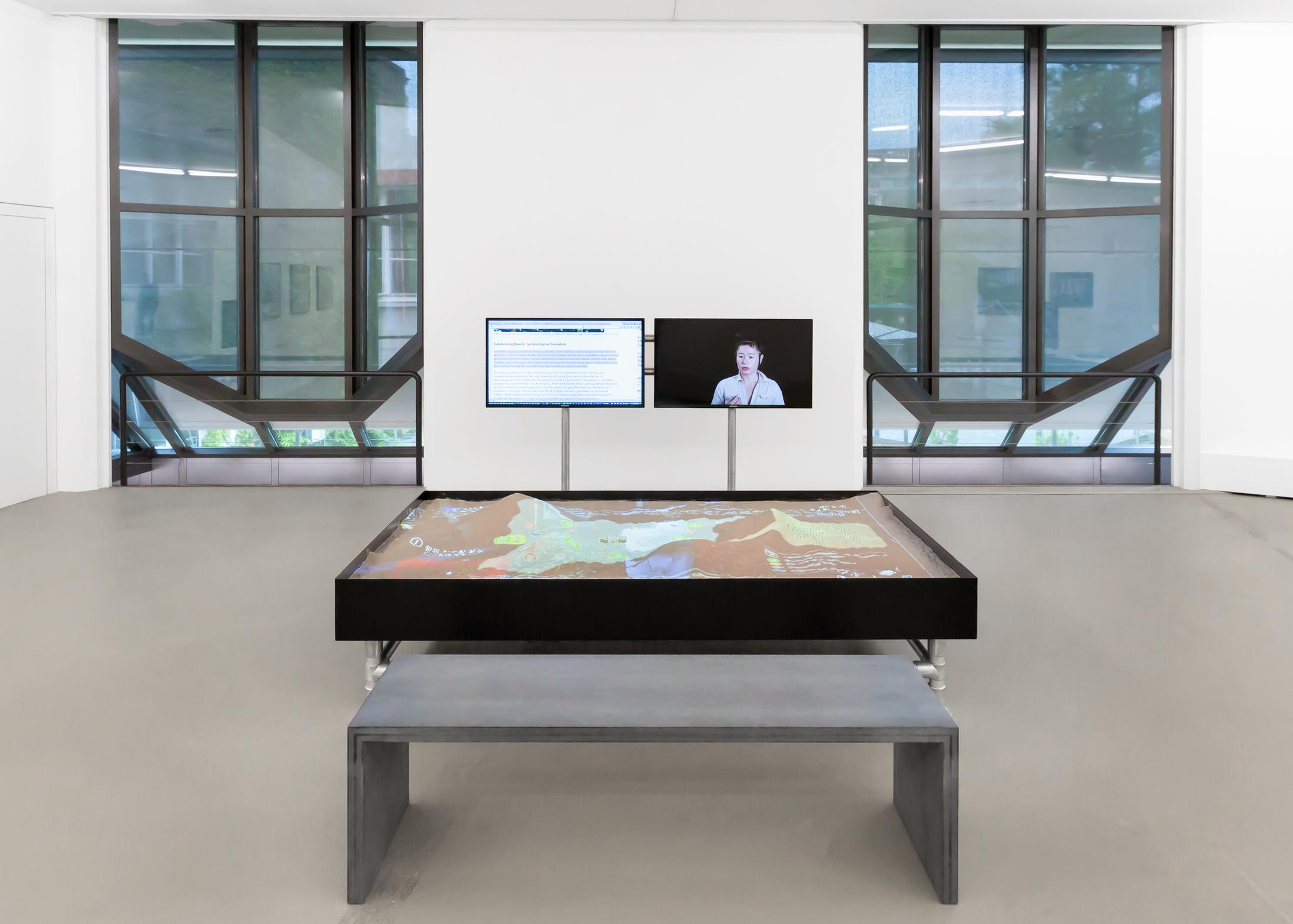 Exhibition View Hito Steyerl "The Tower" at Kunstmuseum Basel Gegenwart 2018 / Photo: Marc Asekhame / Courtesy: Andrew Kreps Gallery, New York