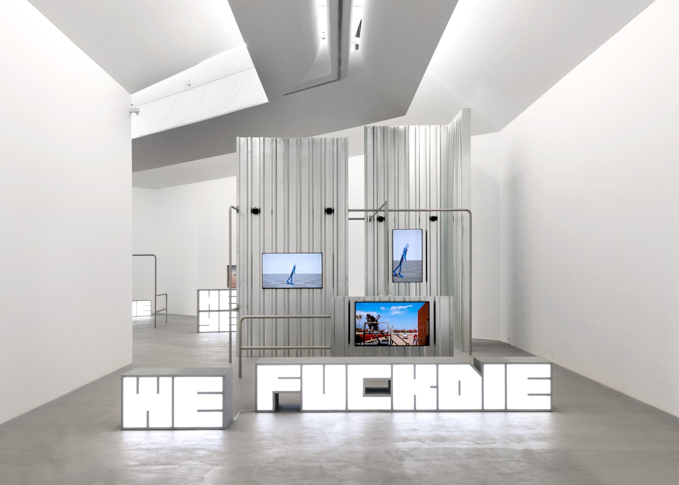 Exhibition View Hito Steyerl "Hell Yeah We Fuck Die" at Kunstmuseum Basel Gegenwart 2018 / Photo: Marc Asekhame / Courtesy: Andrew Kreps Gallery, New York