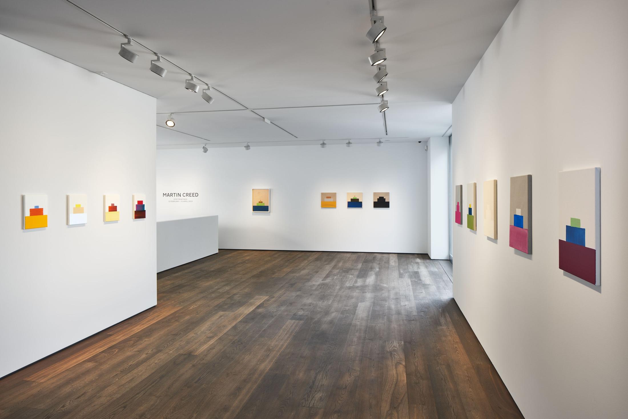 Exhibition View Martin Creed Solo Show «Step Paintings» at Hauser & Wirth, St. Moritz, 2023 / Photo: Jon Etter / Courtesy: Martin Creed, 2023, ProLitteris, Zurich and Hauser & Wirth