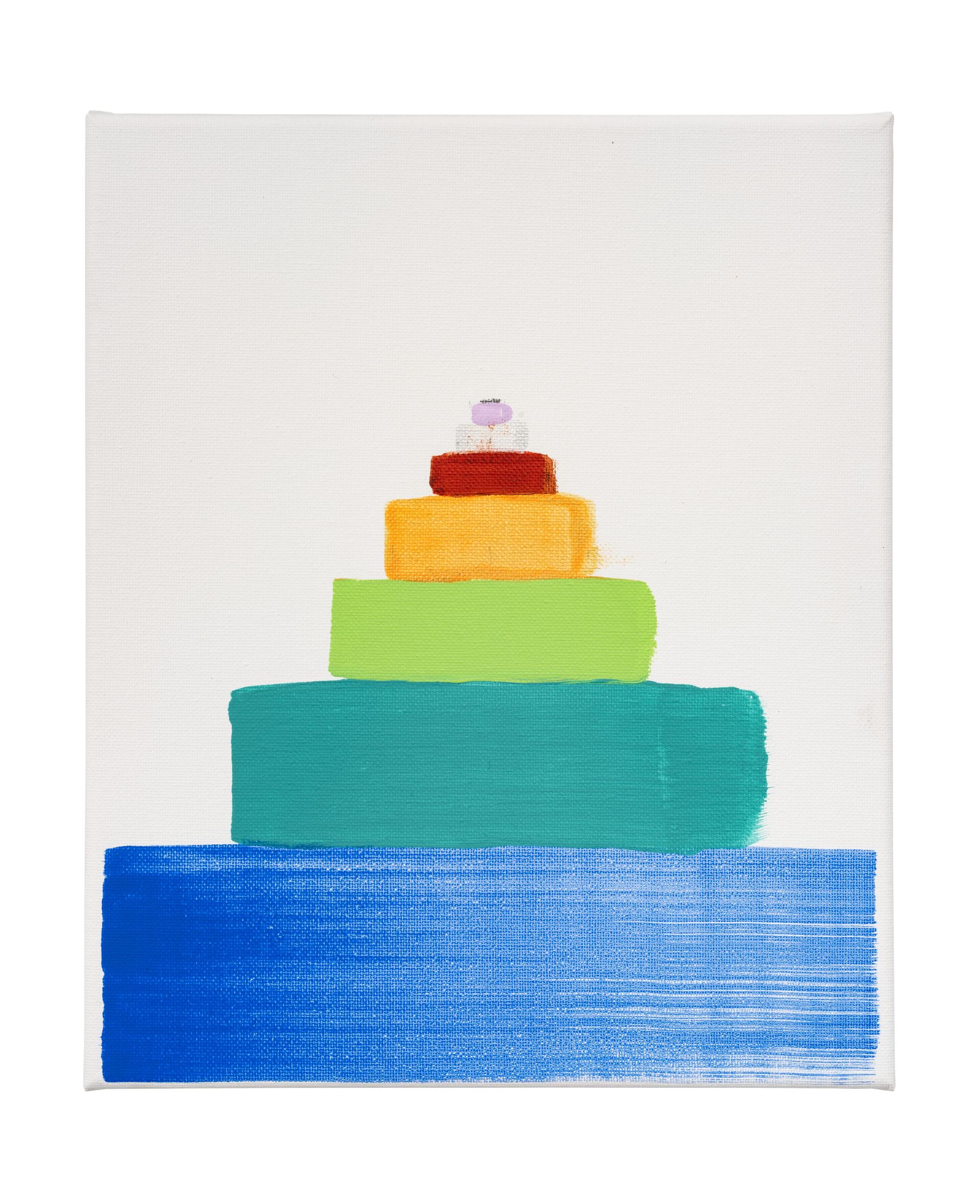 Exhibition View Martin Creed Solo Show «Step Paintings; view on Martin Creed, Work No. 3772, 2022 – 2023, Acrylic, gouache, pencil on canvas, 30.5 x 25.5 cm» at Hauser & Wirth, St. Moritz, 2023 / Photo: Damian Griffiths / Courtesy: Martin Creed, 2023, ProLitteris, Zurich and Hauser & Wirth