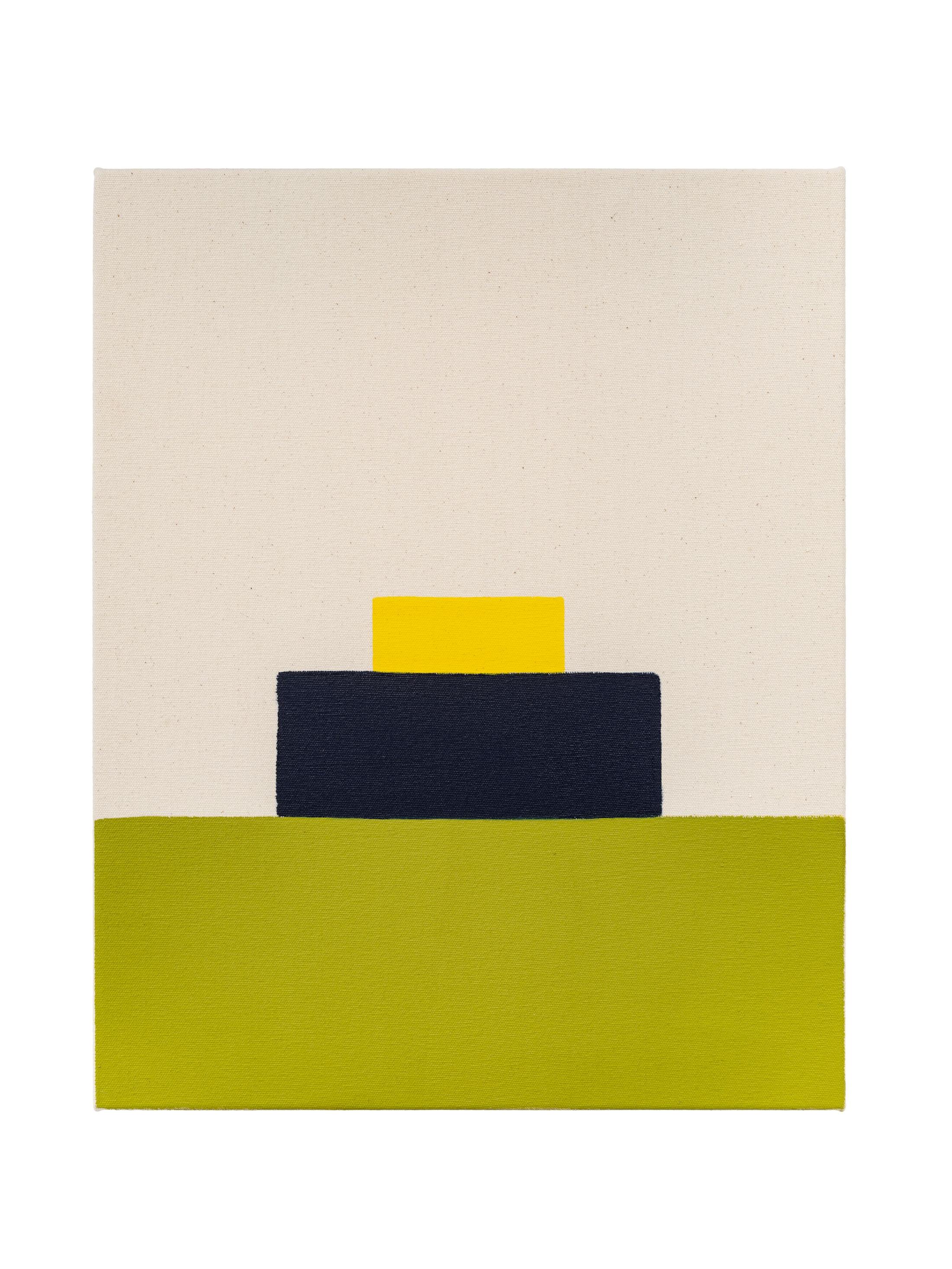 Exhibition View Martin Creed Solo Show «Step Paintings; view on Martin Creed, Work No. 3774, 2014 - 2023, Acrylic on canvas, 51 x 41 x 3 cm» at Hauser & Wirth, St. Moritz, 2023 / Photo: Damian Griffiths / Courtesy: Martin Creed, 2023, ProLitteris, Zurich and Hauser & Wirth