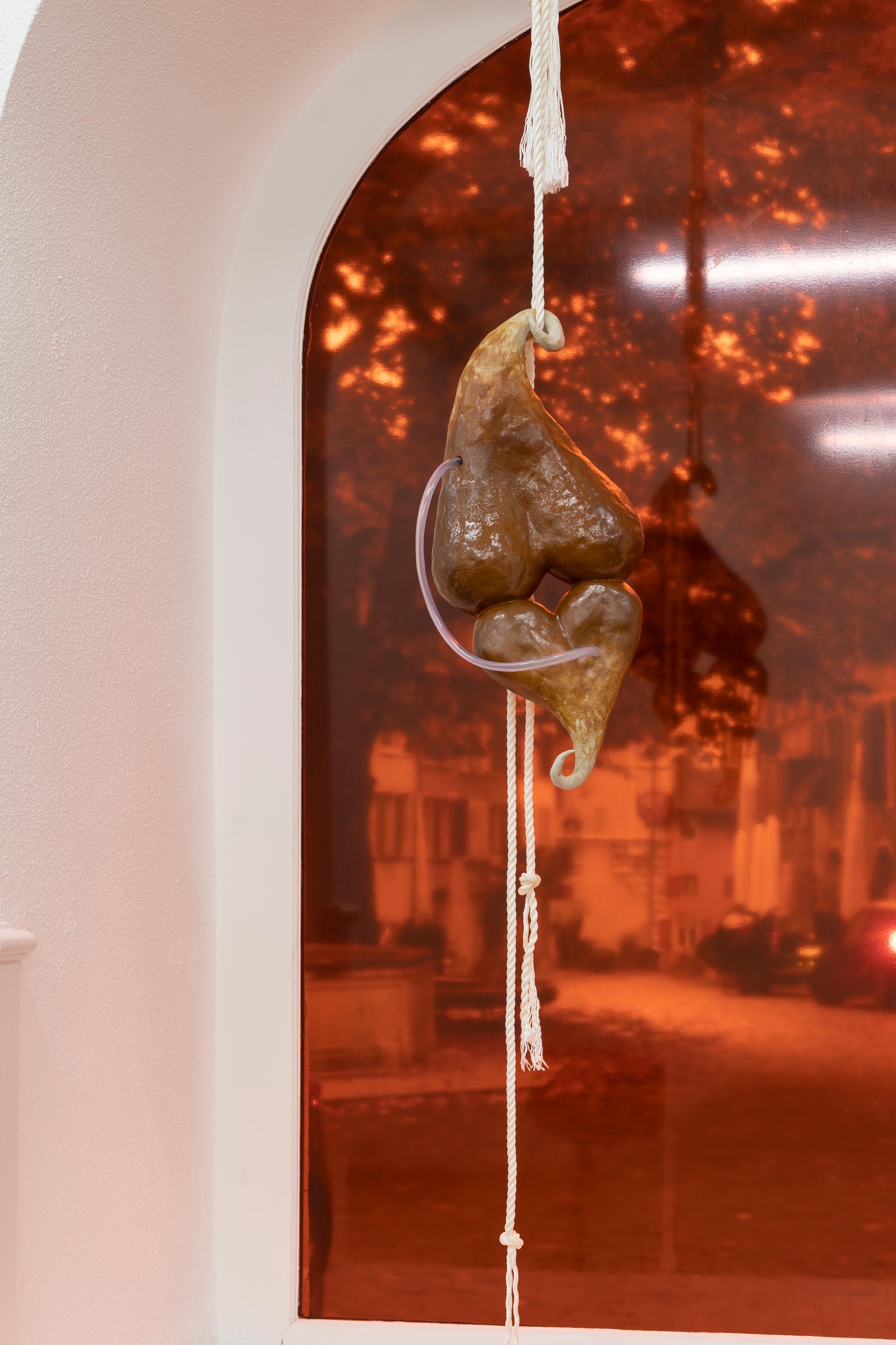 Exhibition View Maya Hottarek and Julian Zehnder Duo Show «Isomorphus Drip; view on Maya Hottarek, Free transmission, 2021» at Krone Couronne, Biel/Bienne, 2021 / Photo: Michal Florence Schorro / Courtesy: the artists and Krone Couronne