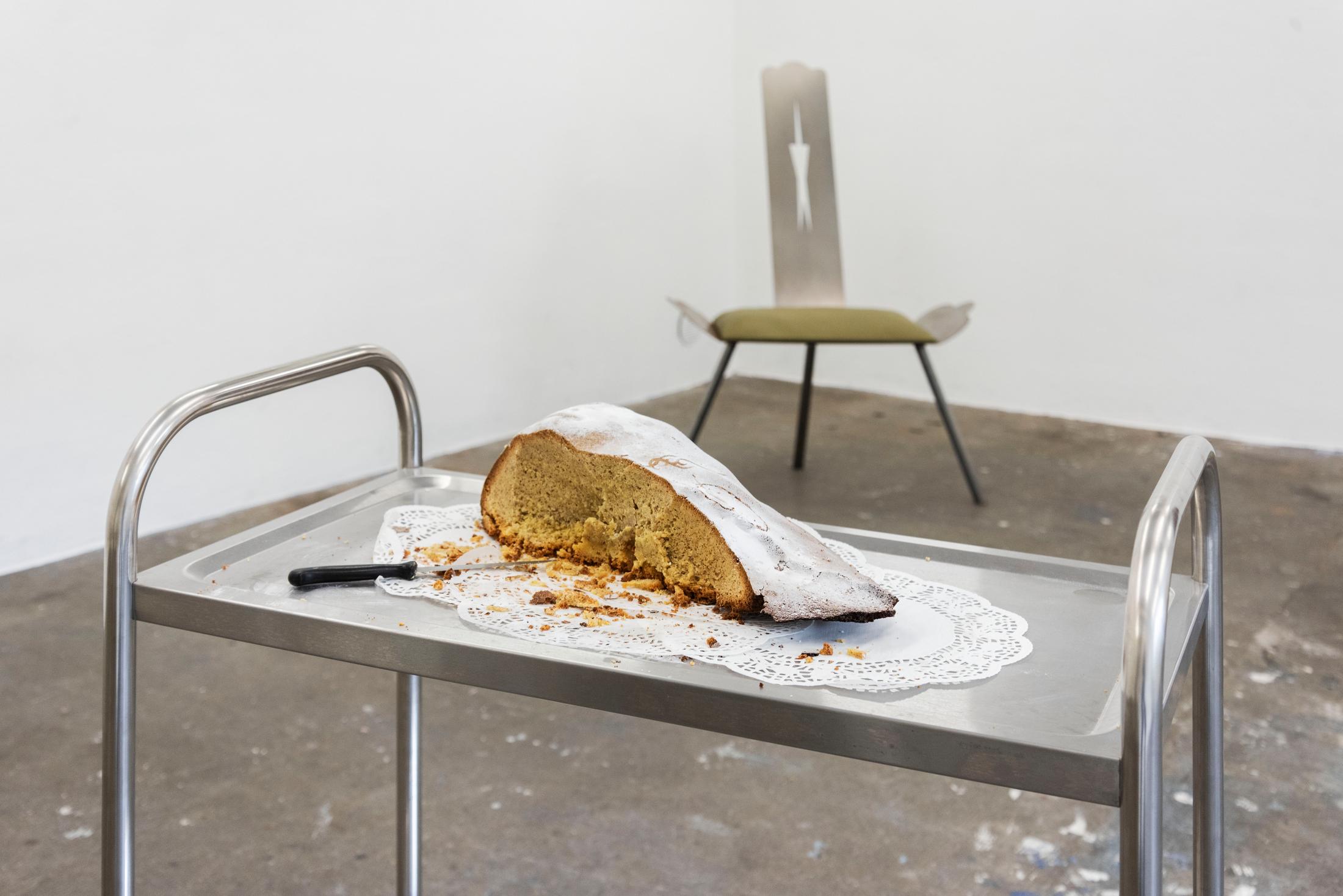 Exhibition View Group Show «Meet Me Halfway; view on Oz Oderbolz, Osterlamm, 2022» at WallStreet, Fribourg, 2023 / Photo: Remy Ugarte / Courtesy: the artist and WallStreet