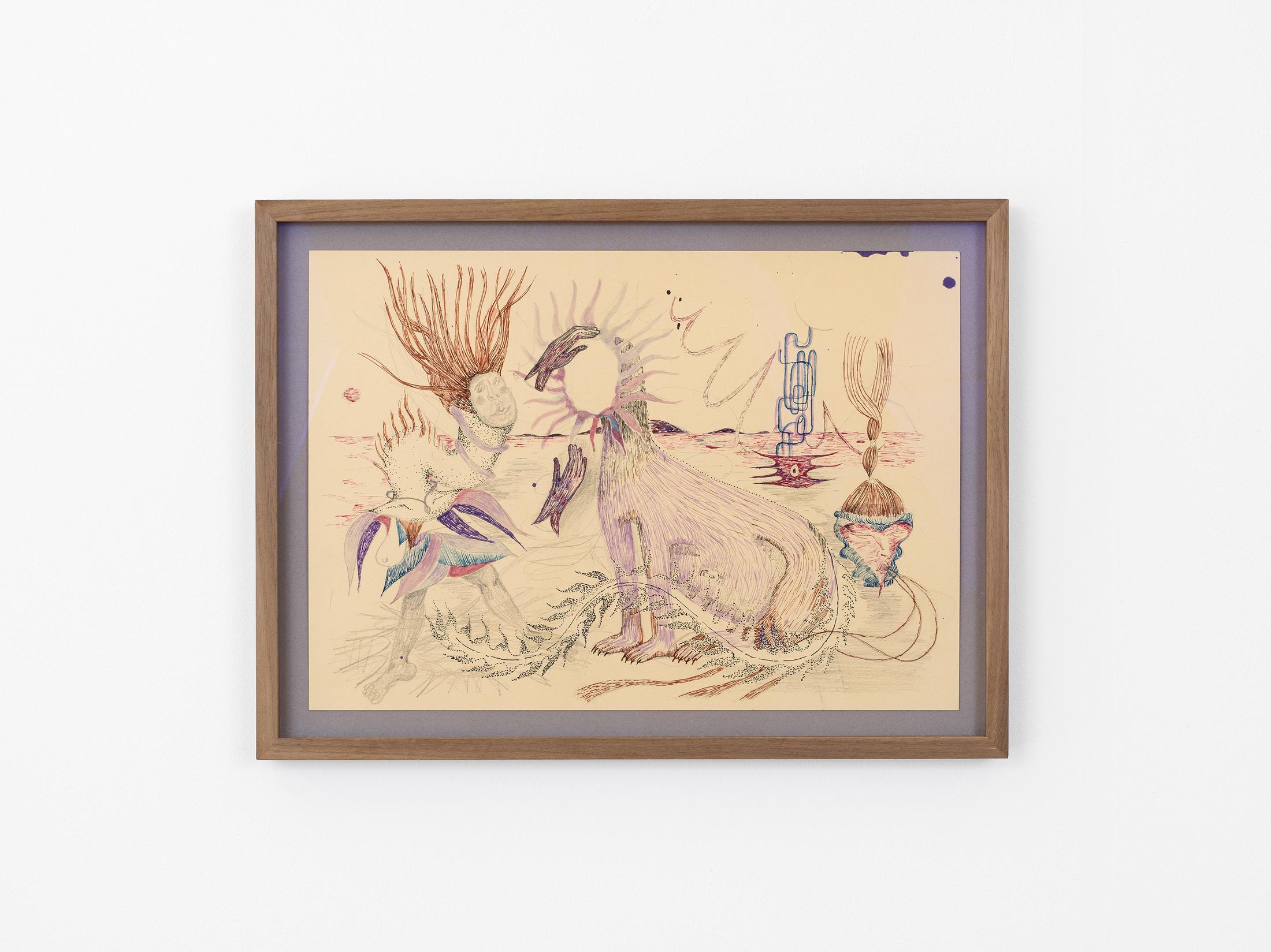 Exhibition View Duo Show «Komorbide Monde; view on Melisa Sabir, Eine Millisekunde im Bewusstsein, Ink on Paper, Framed, 41.5 × 29.5 cm, 2021» at Kirchgasse Gallery, Steckborn, 2022 / Photo: Cedric Mussano / Courtesy: the artists and Kirchgasse Gallery