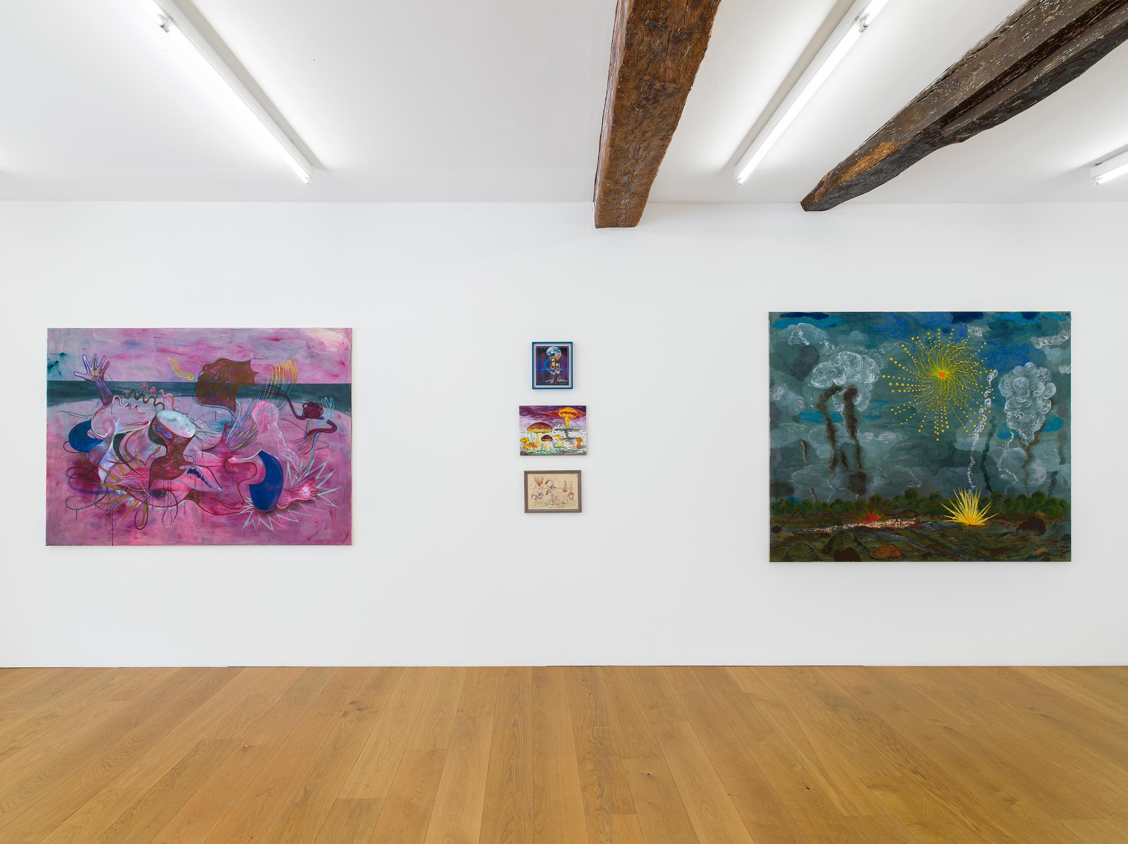 Exhibition View Duo Show «Komorbide Monde» at Kirchgasse Gallery, Steckborn, 2022 / Photo: Cedric Mussano / Courtesy: the artists and Kirchgasse Gallery