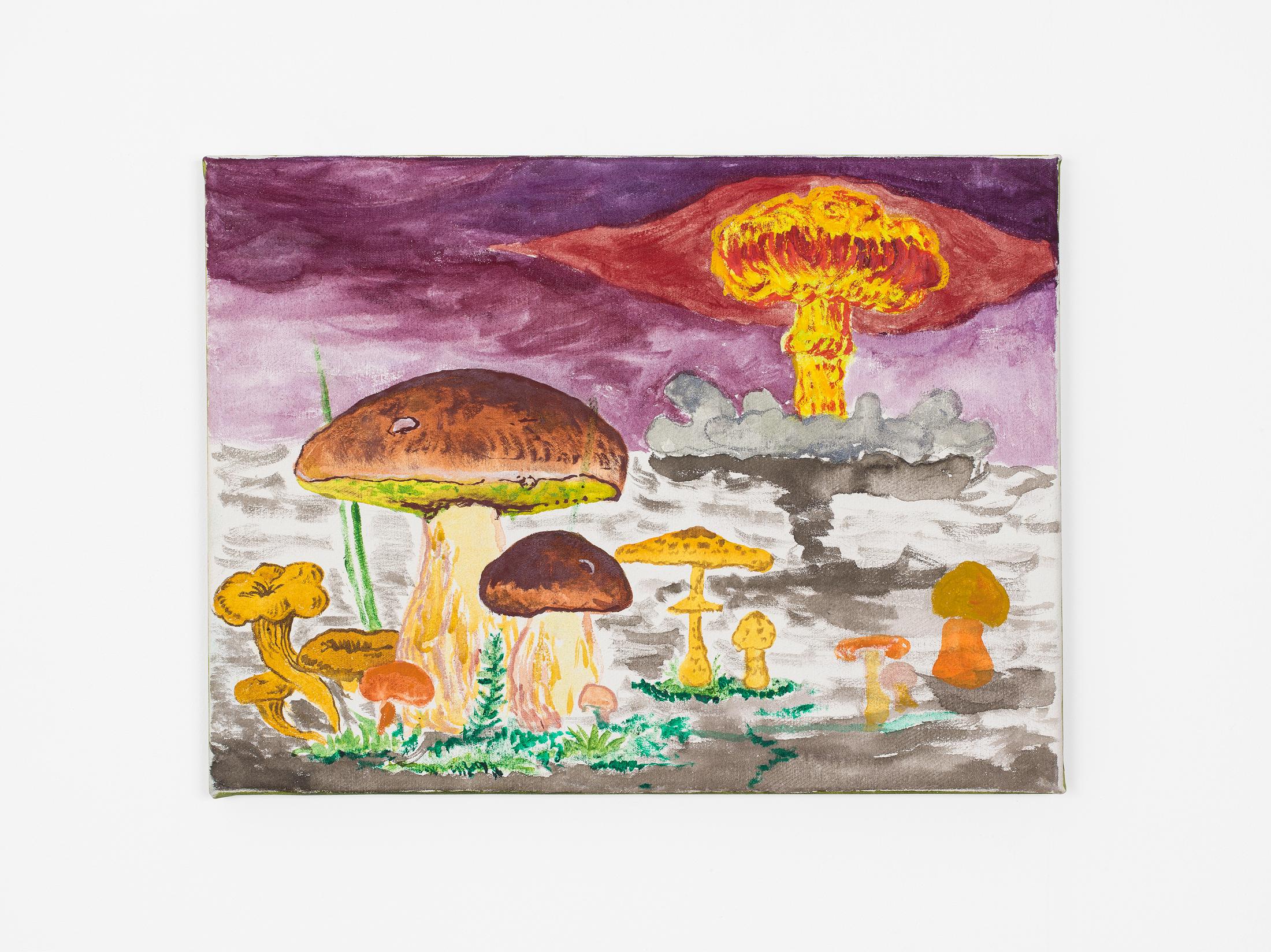 Exhibition View Duo Show «Komorbide Monde; view on Abel Auer, Knowledge, Acryl and Oil on Canvas, 90 × 60 cm, 2017» at Kirchgasse Gallery, Steckborn, 2022 / Photo: Cedric Mussano / Courtesy: the artists and Kirchgasse Gallery