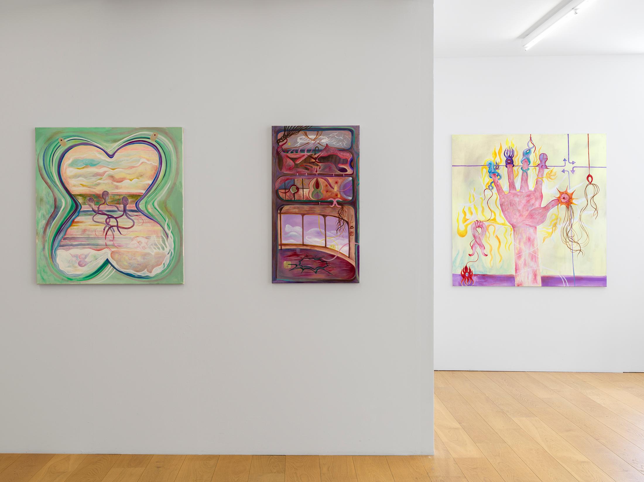 Exhibition View Duo Show «Komorbide Monde» at Kirchgasse Gallery, Steckborn, 2022 / Photo: Cedric Mussano / Courtesy: the artists and Kirchgasse Gallery