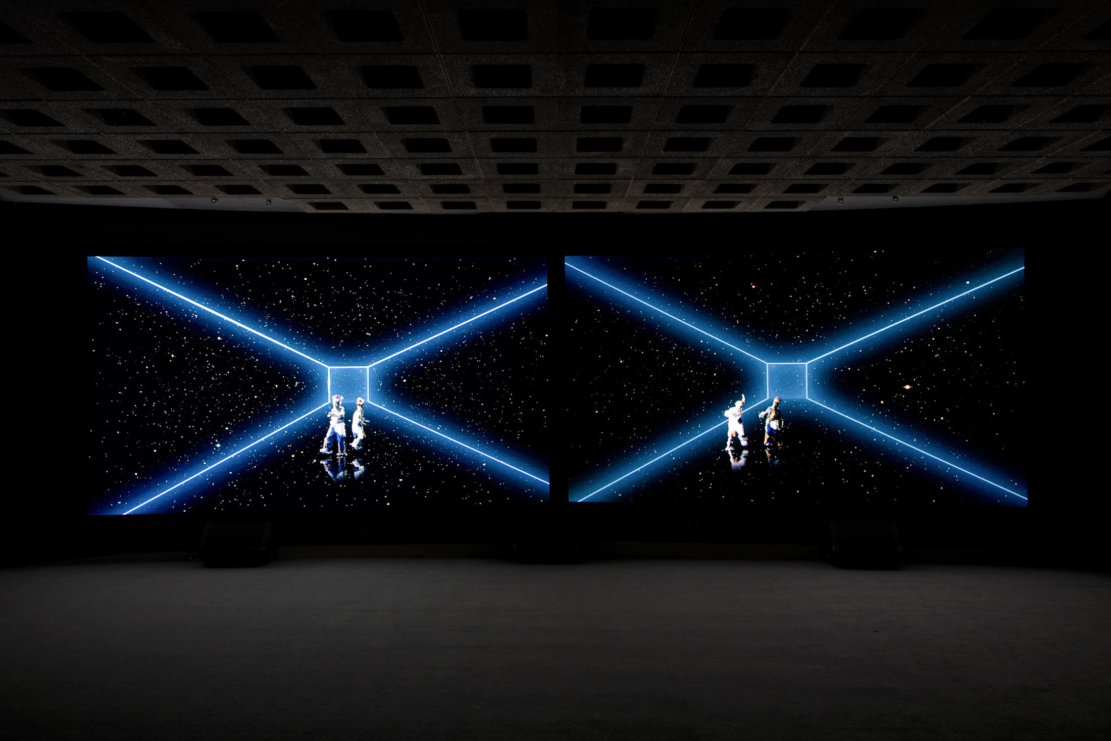 Exhibition View Groupshow «Metamorphosis Overdrive; view on Rä di Martino, Afterall, 2019 (video still)» at Kunstmuseum St. Gallen, St. Gallen, 2020 / Photo: Sebastian Stadler / Courtesy: the artist and Kunstmuseum St. Gallen