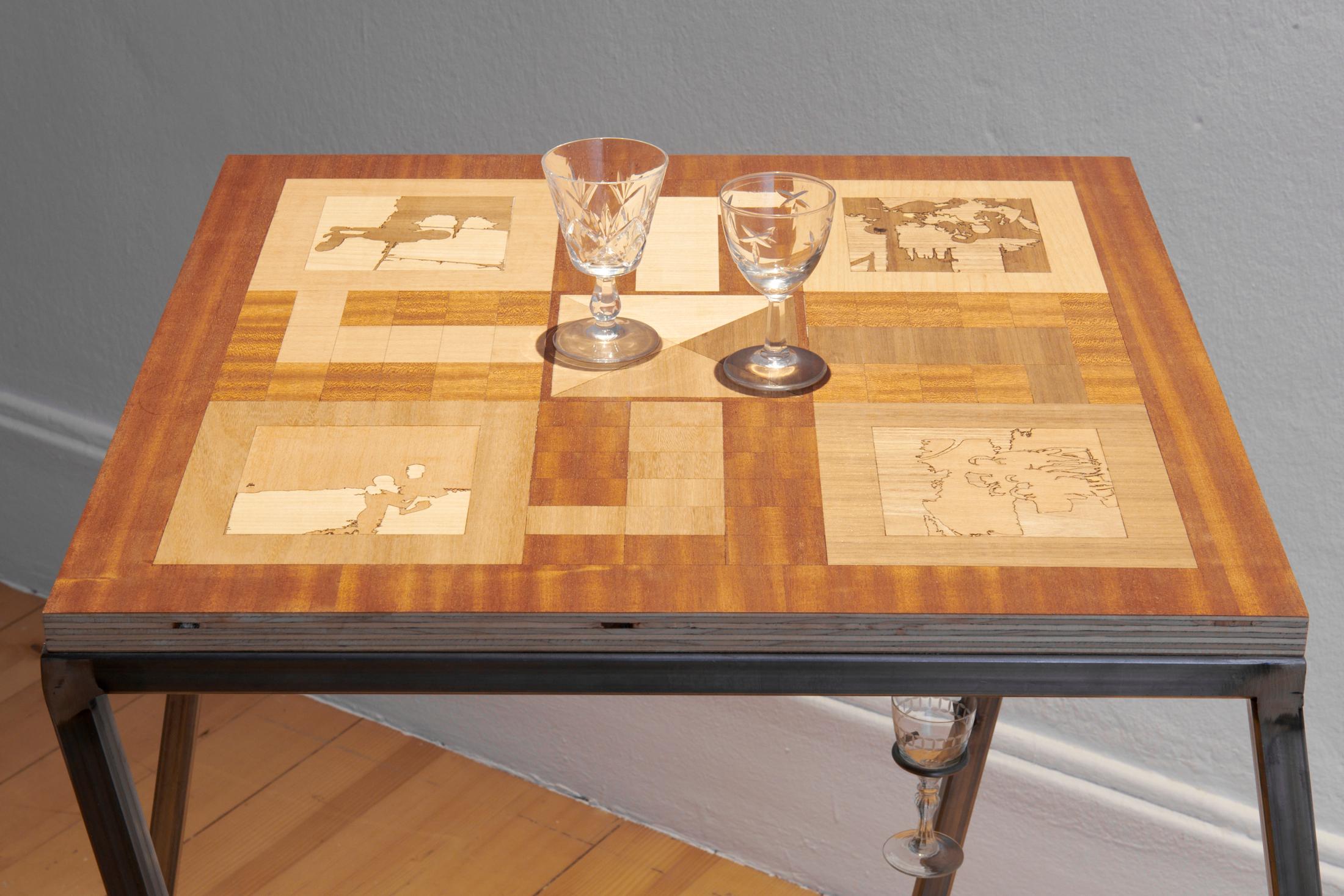 Exhibition View Monika Emmanuelle Kazi Solo Show «La cour des grands; view on Monika Emmanuelle Kazi, Les règles du jeu (Details), 2021» at Kunsthalle Friart, Fribourg, 2022 / Photo: Guillaume Python / Courtesy: the artist and Kunsthalle Friart