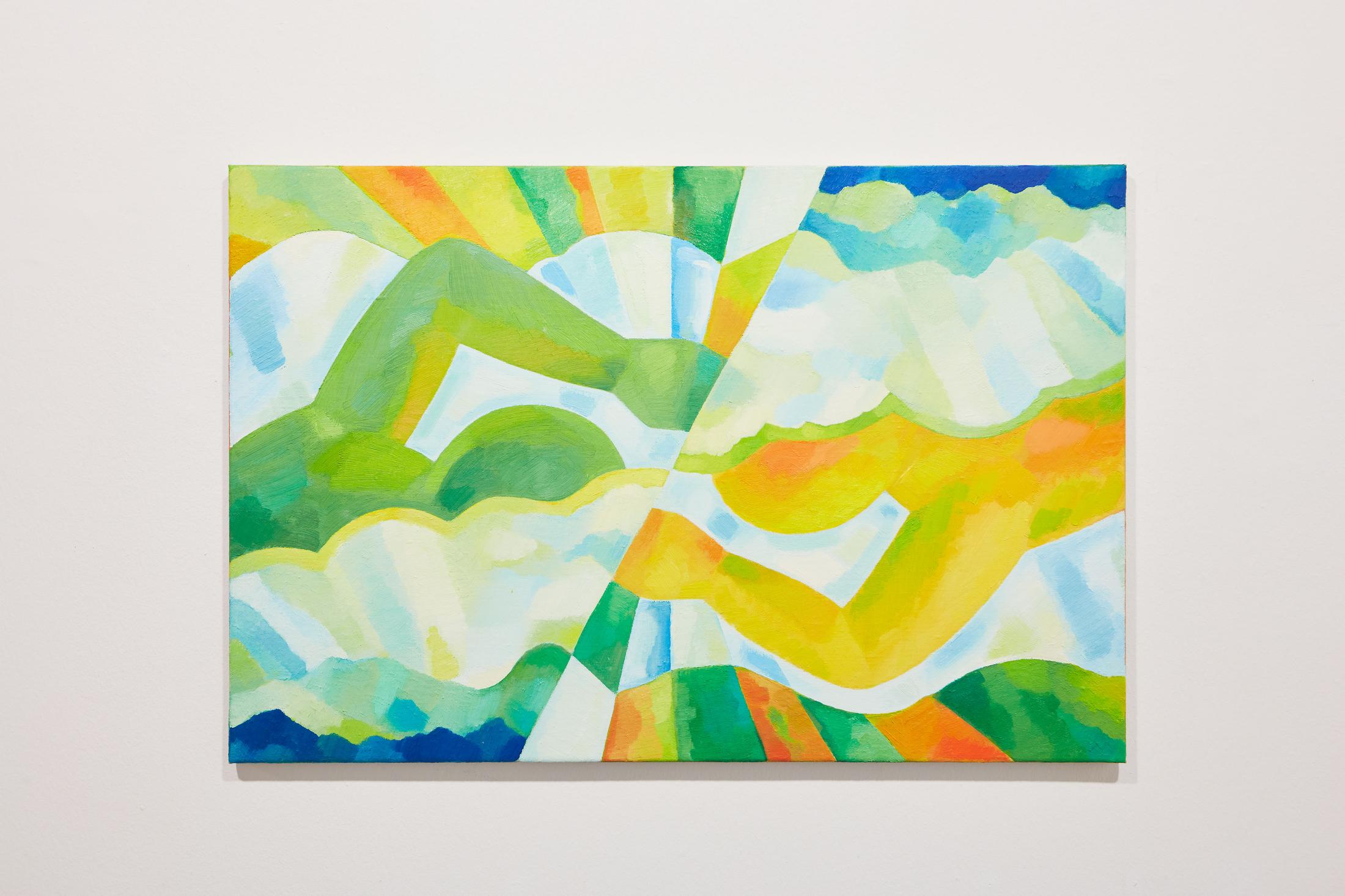 Exhibition View Groupshow «Motor; view on Aldo Solari, Wende 2, oil on canvas, 60x90cm, 2011» at Kunstraum Riehen, Riehen, Basel, 2020 / Photo: Moritz Schermbach / Courtesy: the artist