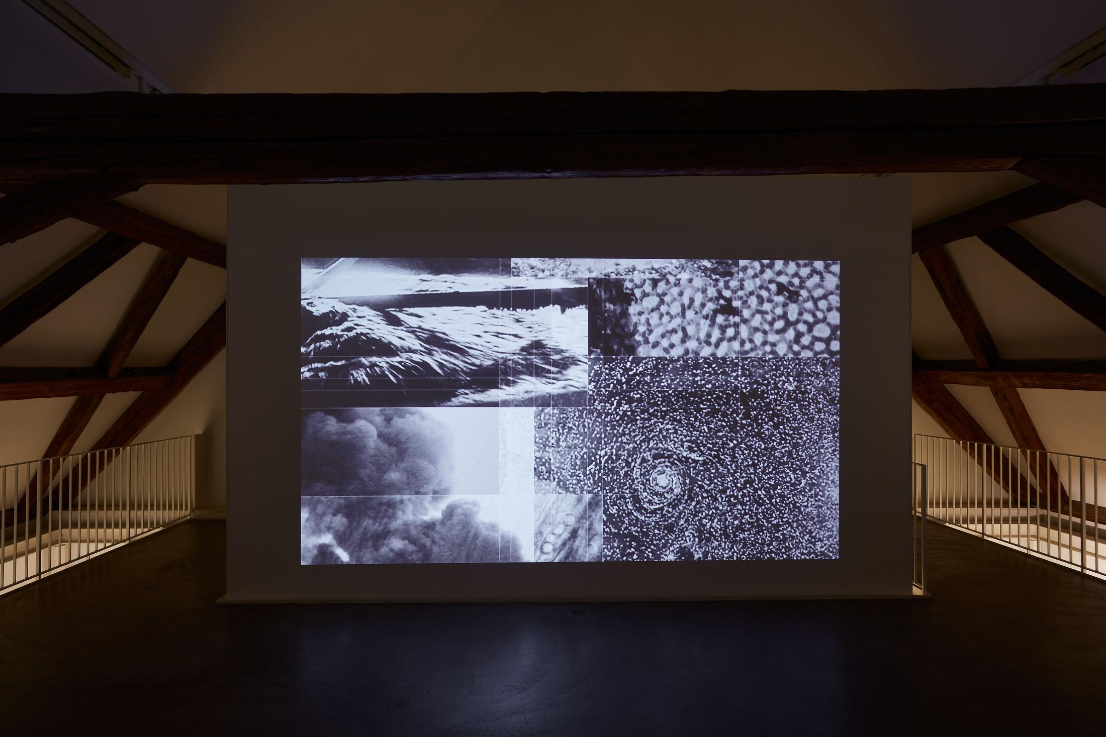 Exhibition View Groupshow «Motor; view on Alexandra Navratil, Under Saturn (Act 1), projection, 2018» at Kunstraum Riehen, Riehen, Basel, 2020 / Photo: Moritz Schermbach / Courtesy: the artist